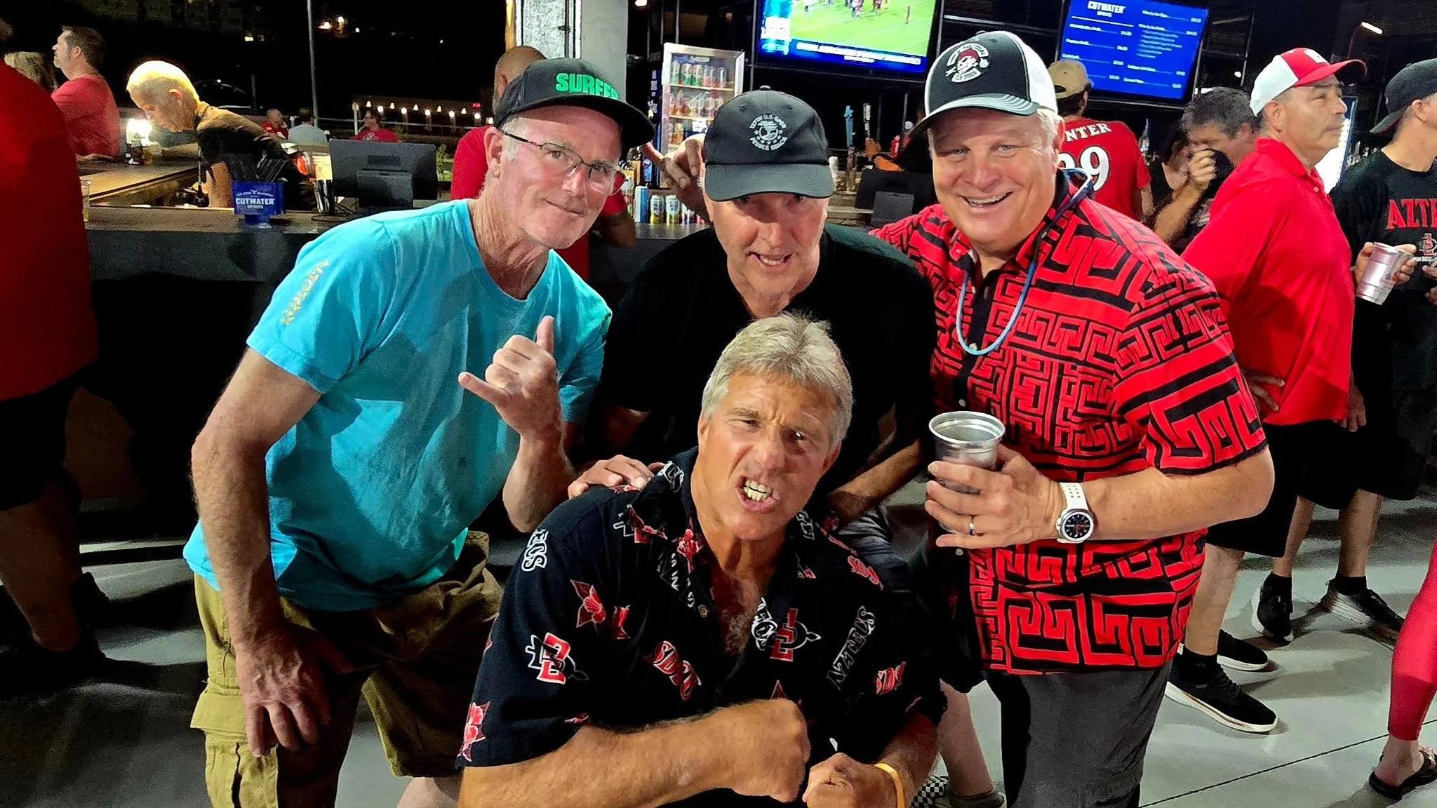 Brad ran into his college buddies Great season opener &hearts;️🖤&hearts;️ @larry.french2025 @aztecfootball @snapdragonstadium