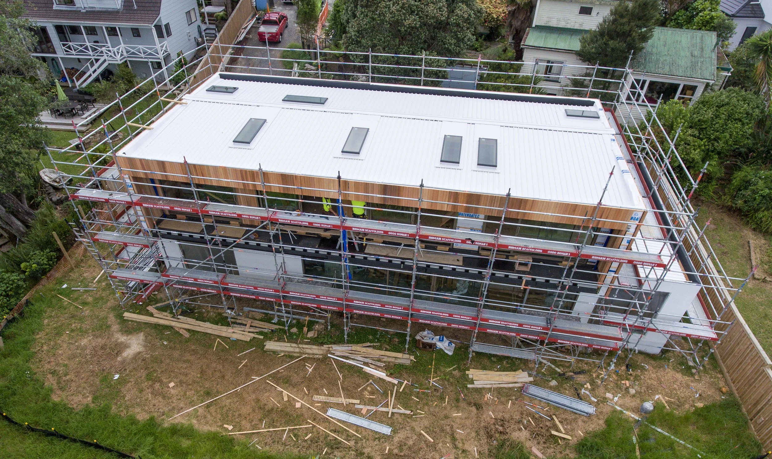 Residential development on Herald Island Auckland under construction, roof and deck waterproofing by MPM