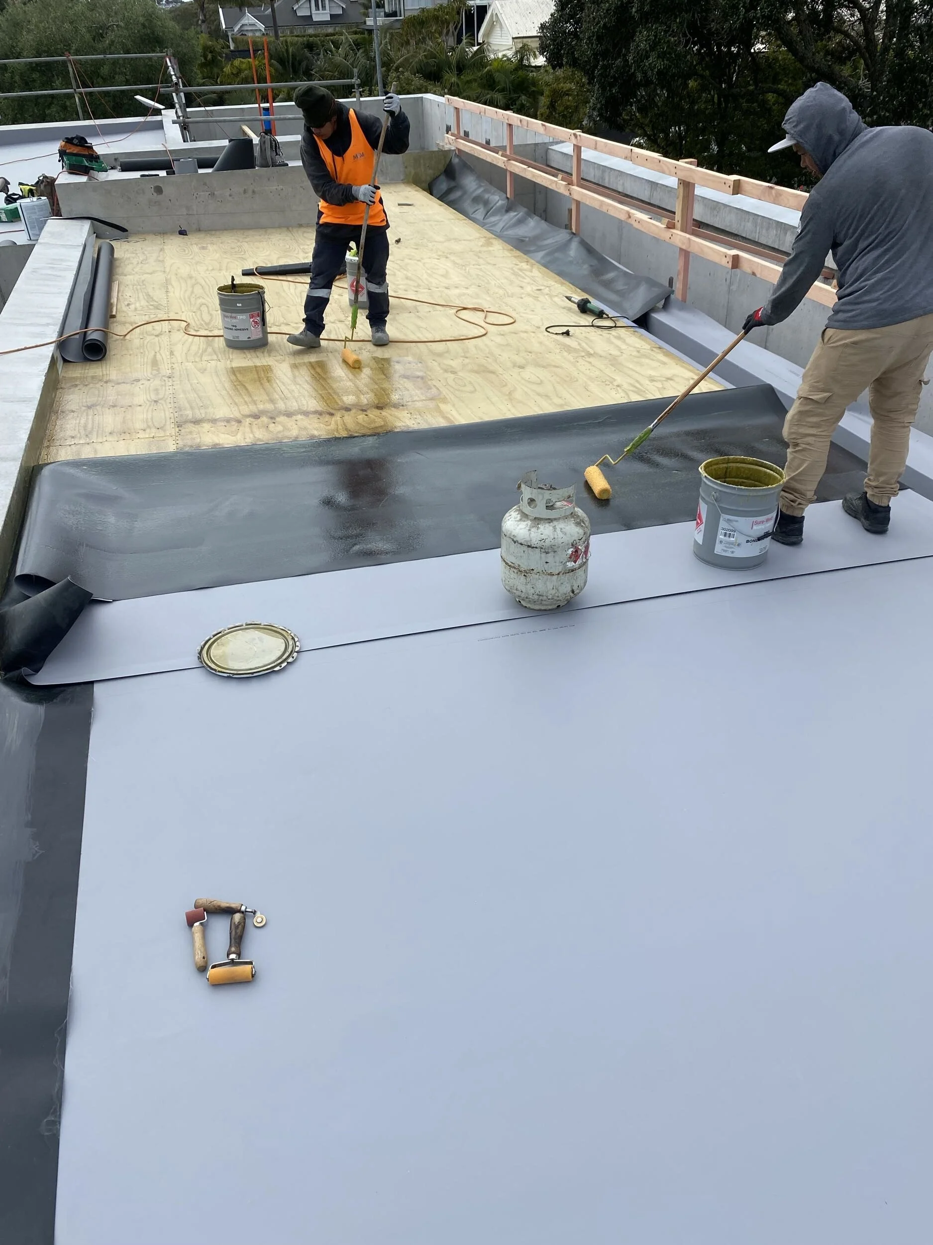 MPM Waterproofing certified applicator installing TPO membrane roof Auckland
