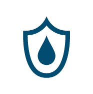 Shield icon with a water droplet in the center