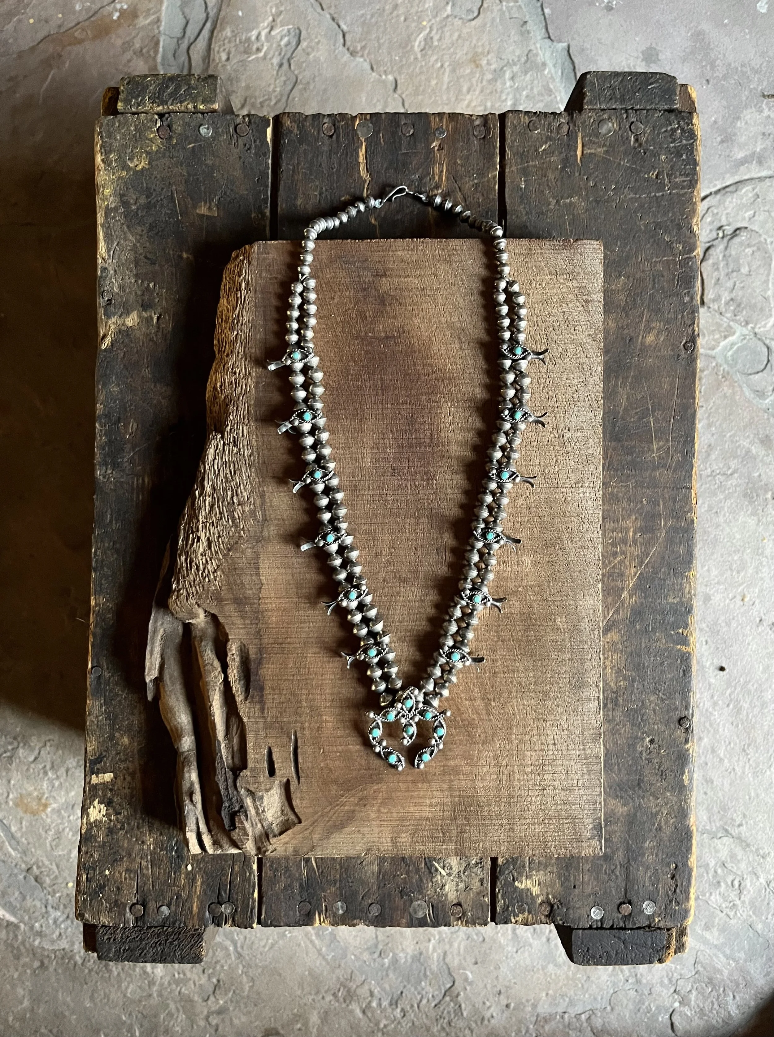 Vintage Zuni Squash Blossom Necklace 