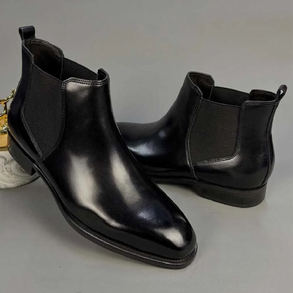 Black Leather Chelsea Boot