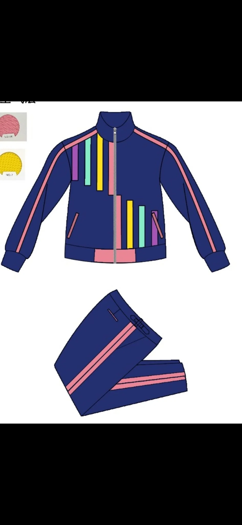 Men's Blue and Pink Half Striped Jogging Suit