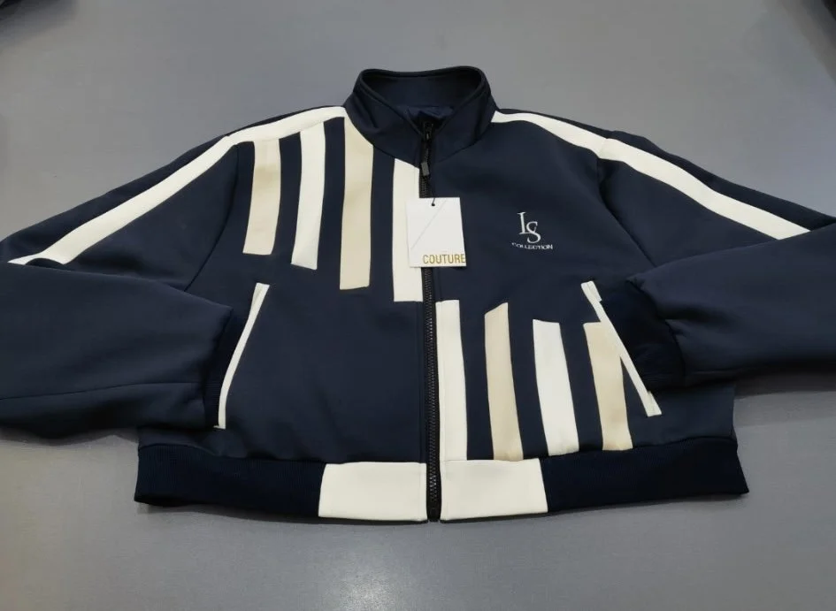 Women's Blue Half Striped Jogging Suit