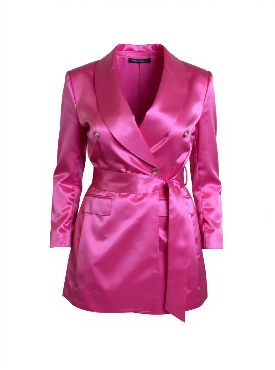Women's Custom Satin Pink Jacket Dress
