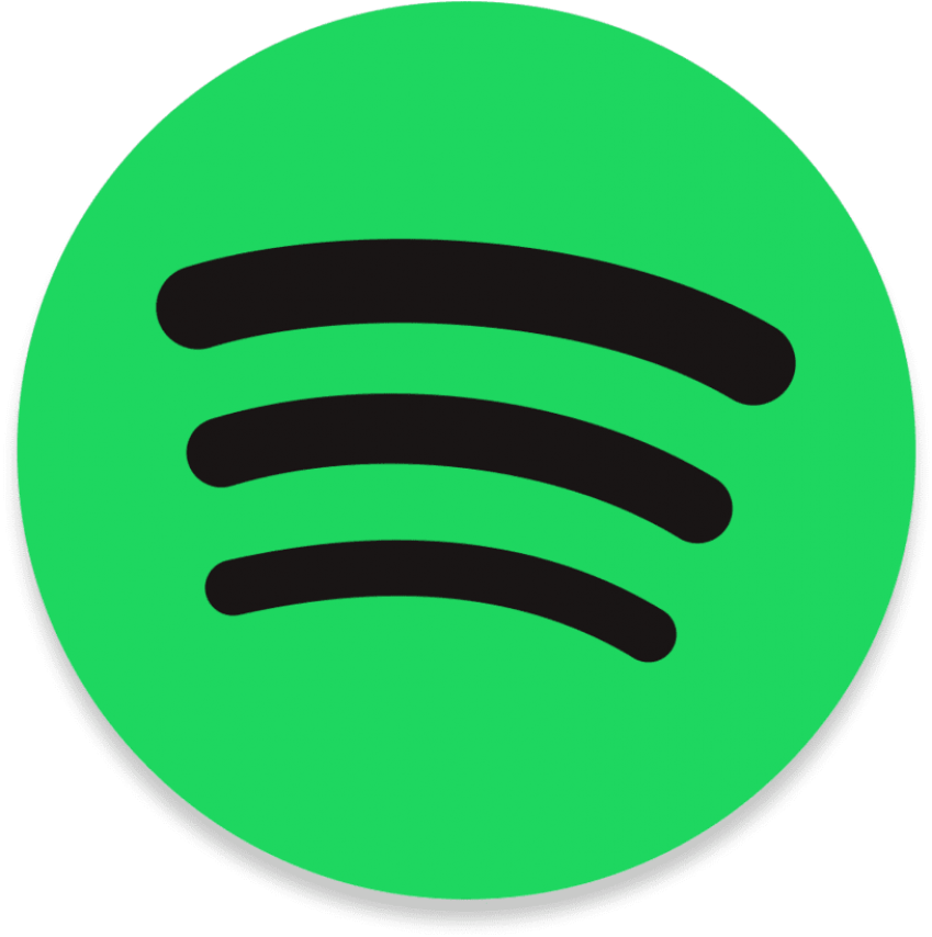 Green Spotify logo with black icon of three curved lines