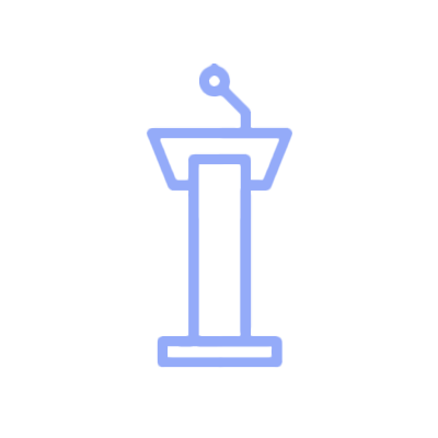 Outline of a podium with a microphone on top