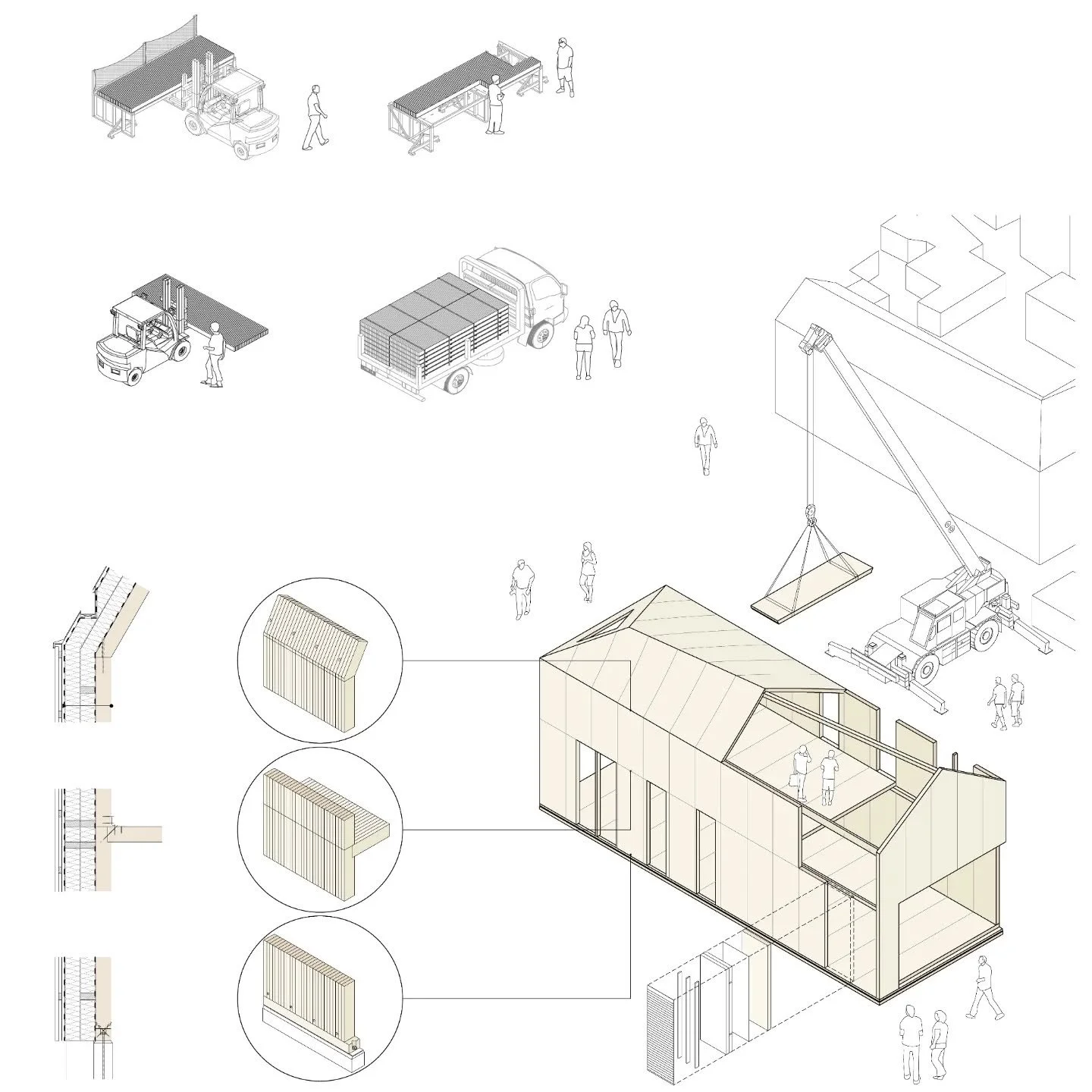 Through our research, we have developed DIY strategies for producing Nail-Laminated Timber (NLT) and Dowel-Laminated Timber (DLT) using accessible tools and local materials. We want to highlight the potential of craftsmanship in structural and archit