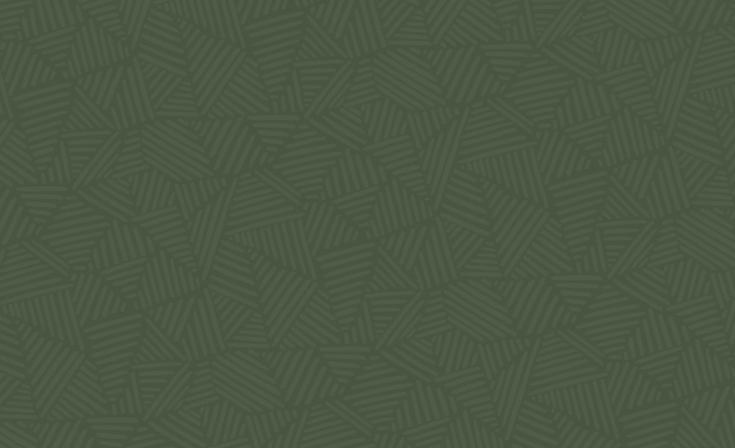 A dark green background with a subtle, abstract geometric pattern of short, straight lines arranged in various directions.