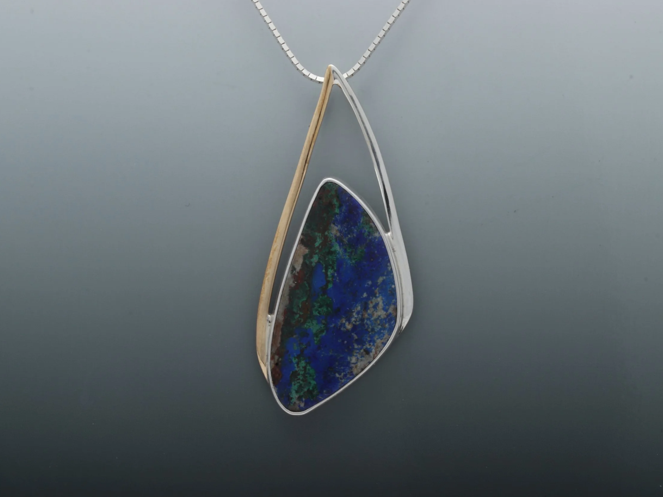 Untitled. Sterling silver, brass, malachite-azurite