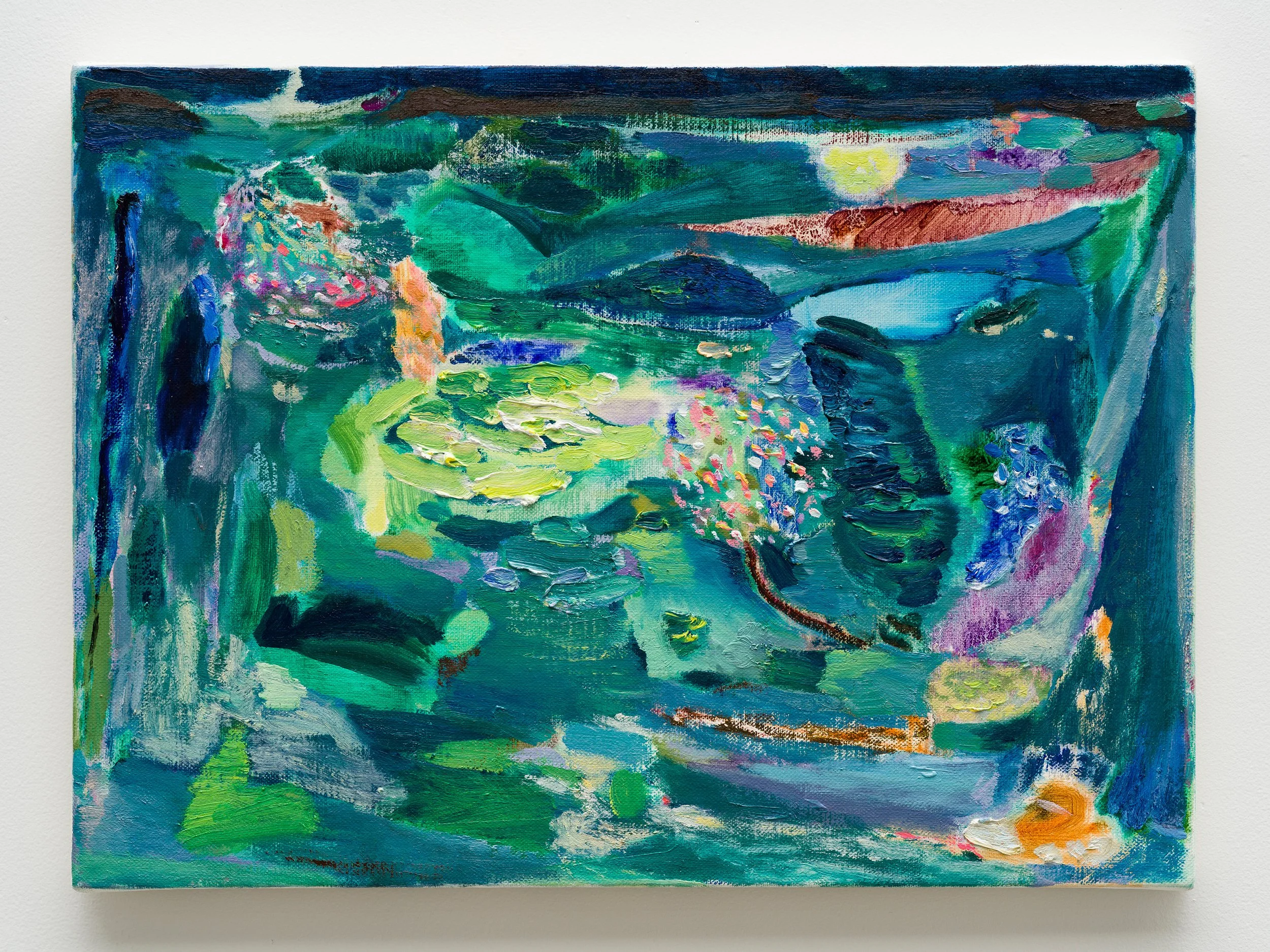 Green Lake, 2022, H33.3 x W45.5 cm, Oil on canvas