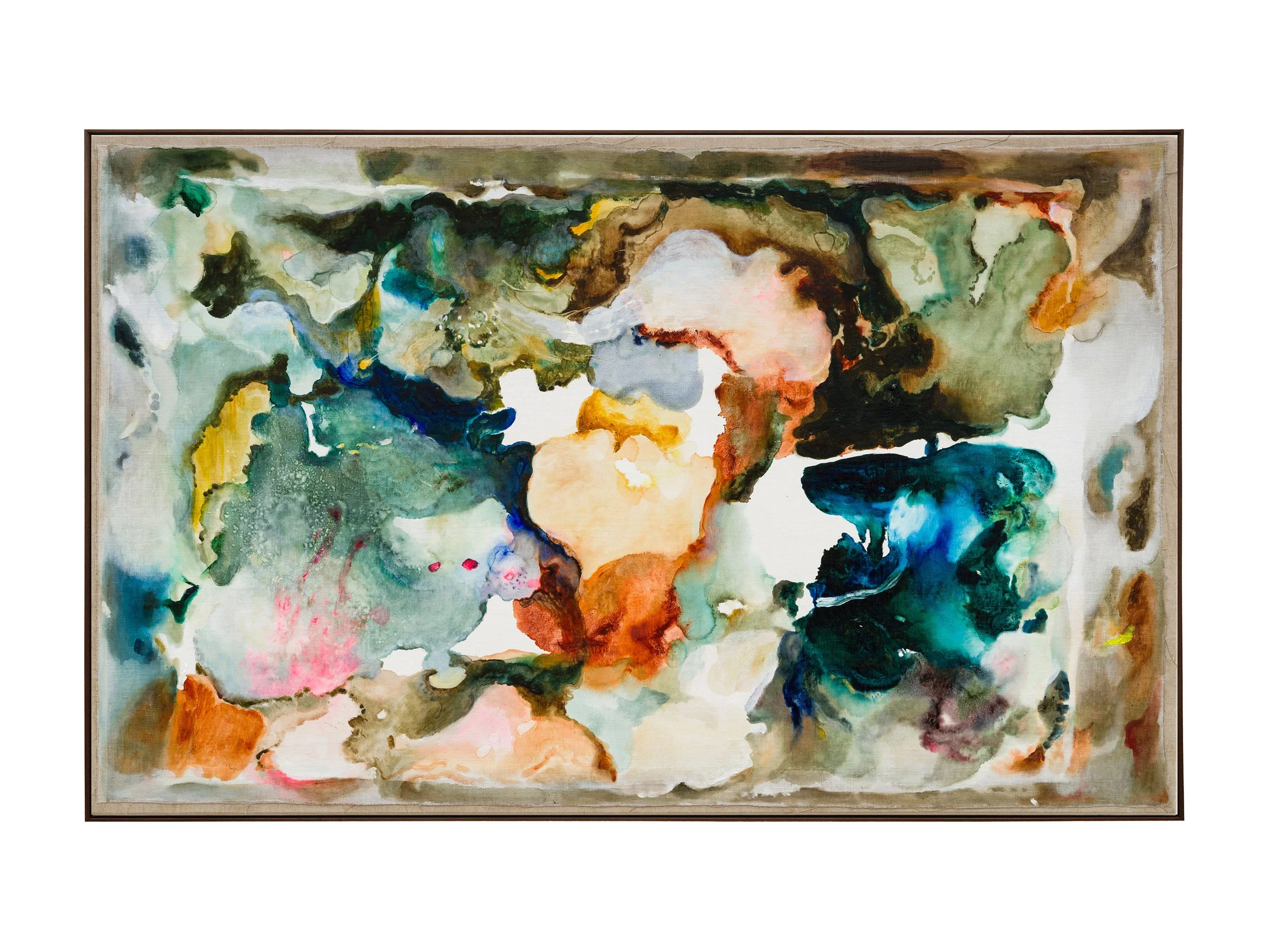 Fragments of light #26, ひかりのかけら #26, 2024, H72.7 x W116.7 x D4 cm, Oil on linen mounted on canvas with the artist's original frame