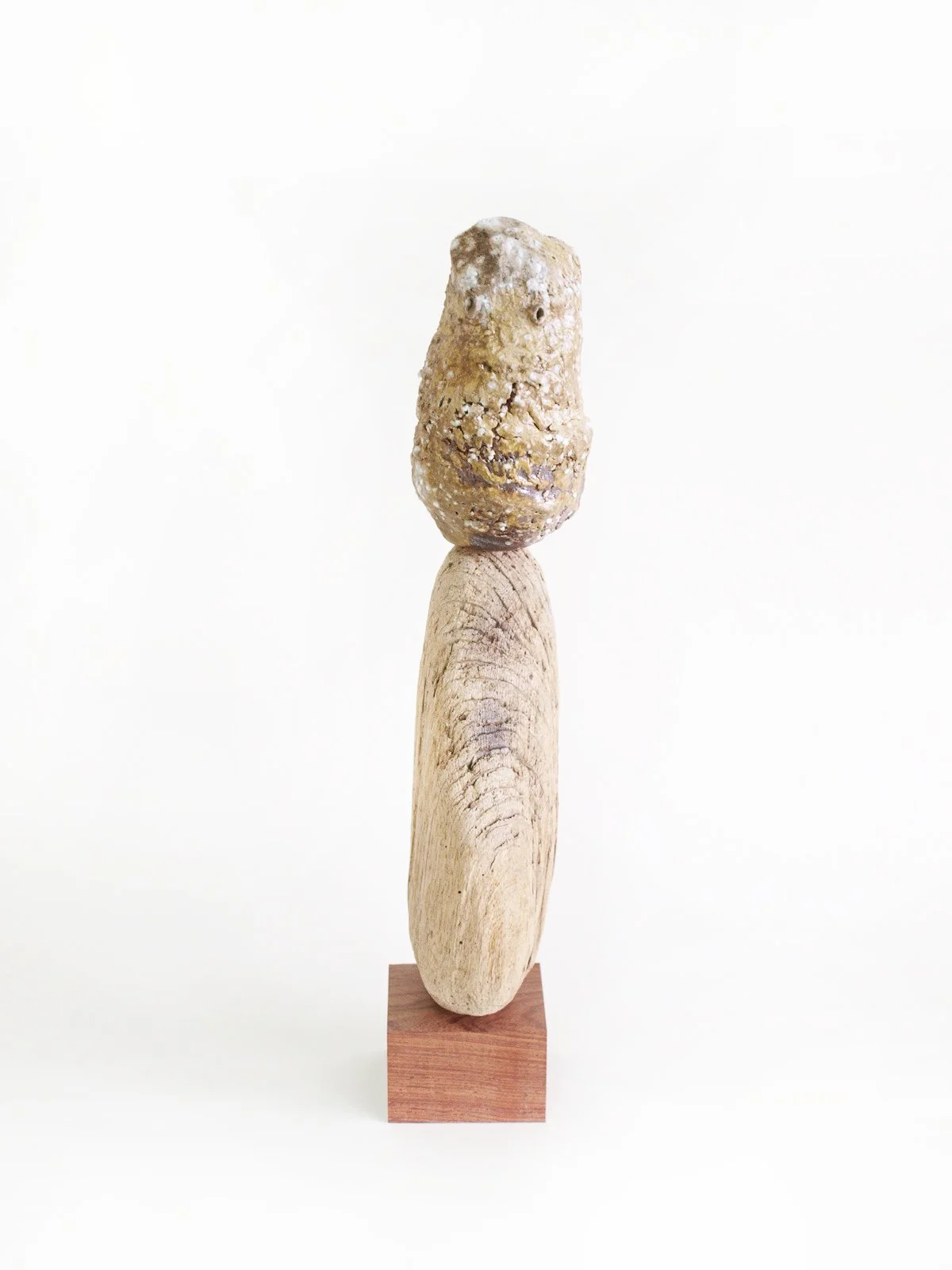 Fragments of the earth #6, あめつちのかけら #6, 2018, H33.3 x W5.9 x D9.4 cm, Wood, acrylic, driftwood, ceramic and iron