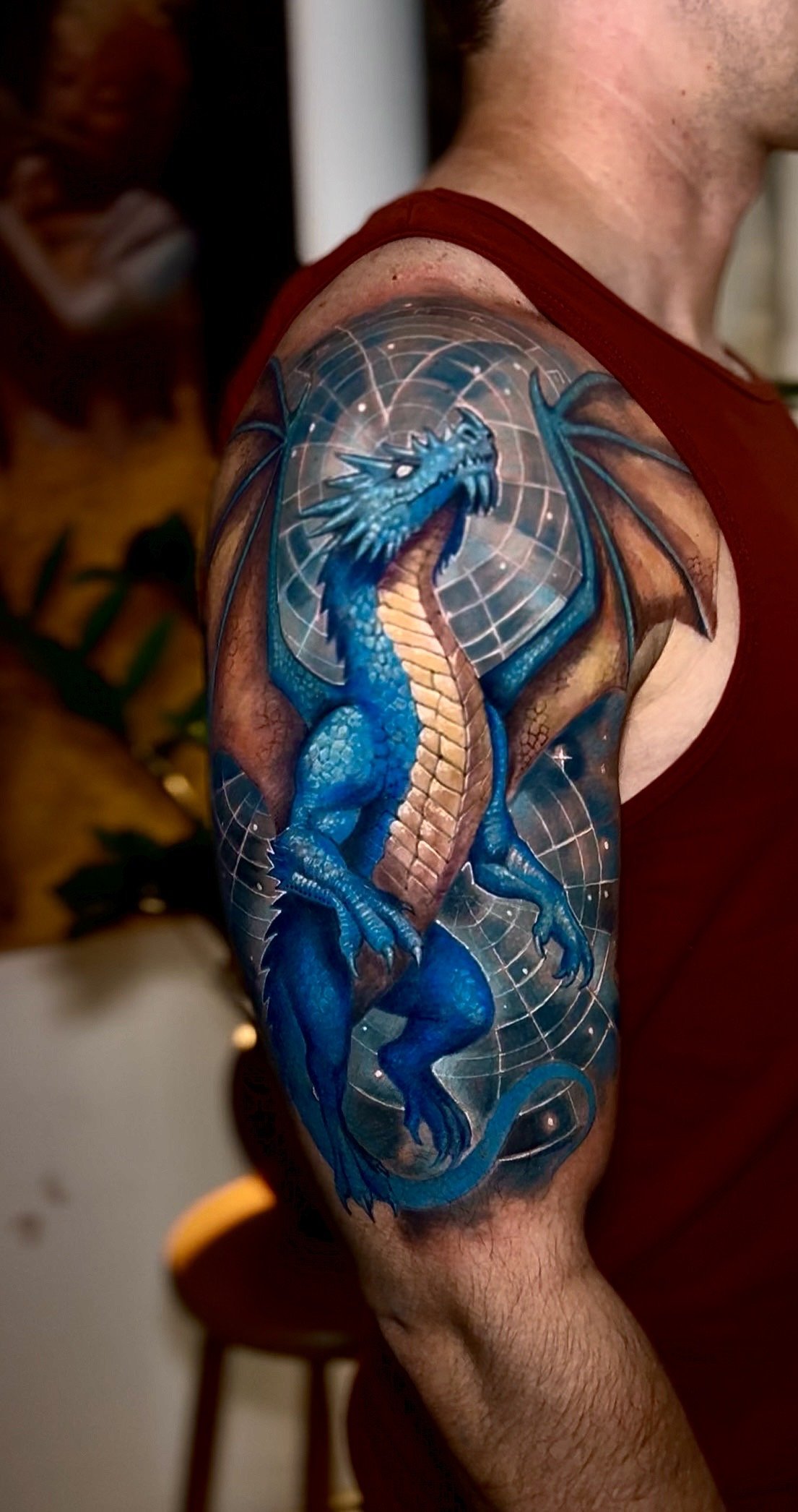 blue dragon fantasy tattoo