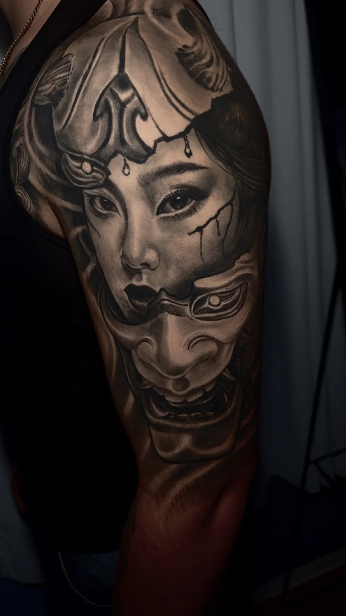 black &amp; grey hannya and geisha