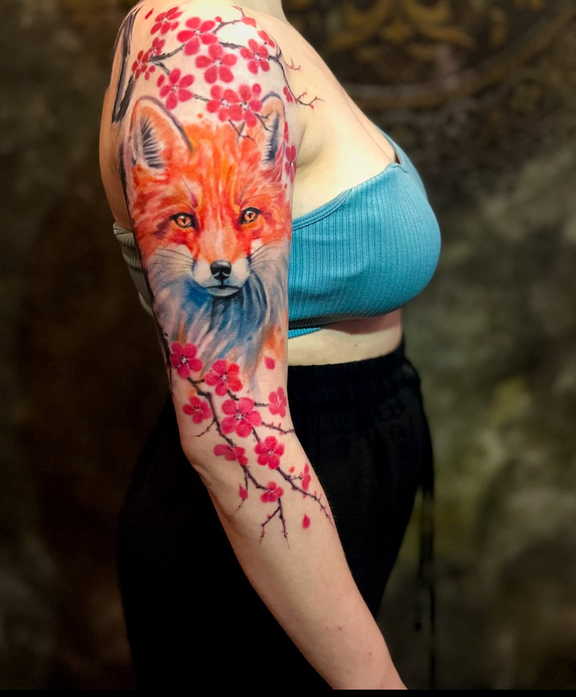 cherry blossom and fox