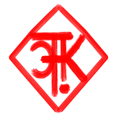 A red hazard symbol with letters and an exclamation mark.