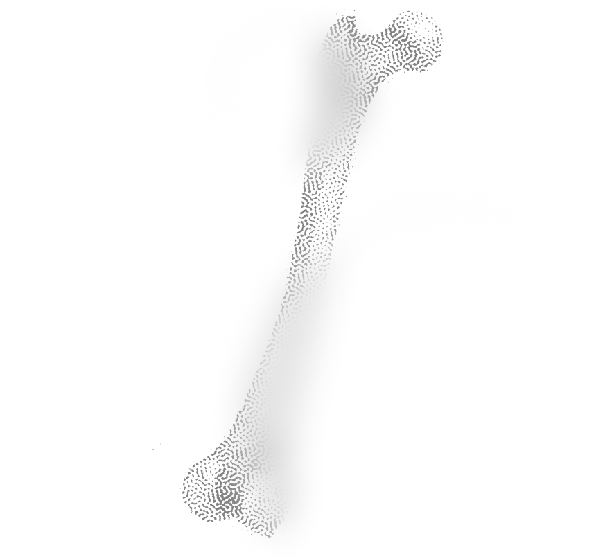 Stylized, abstract digitized shape resembling a spiritual or artistic representation of a key or a staff. The shape is composed of small, dot-like patterns on a white background.