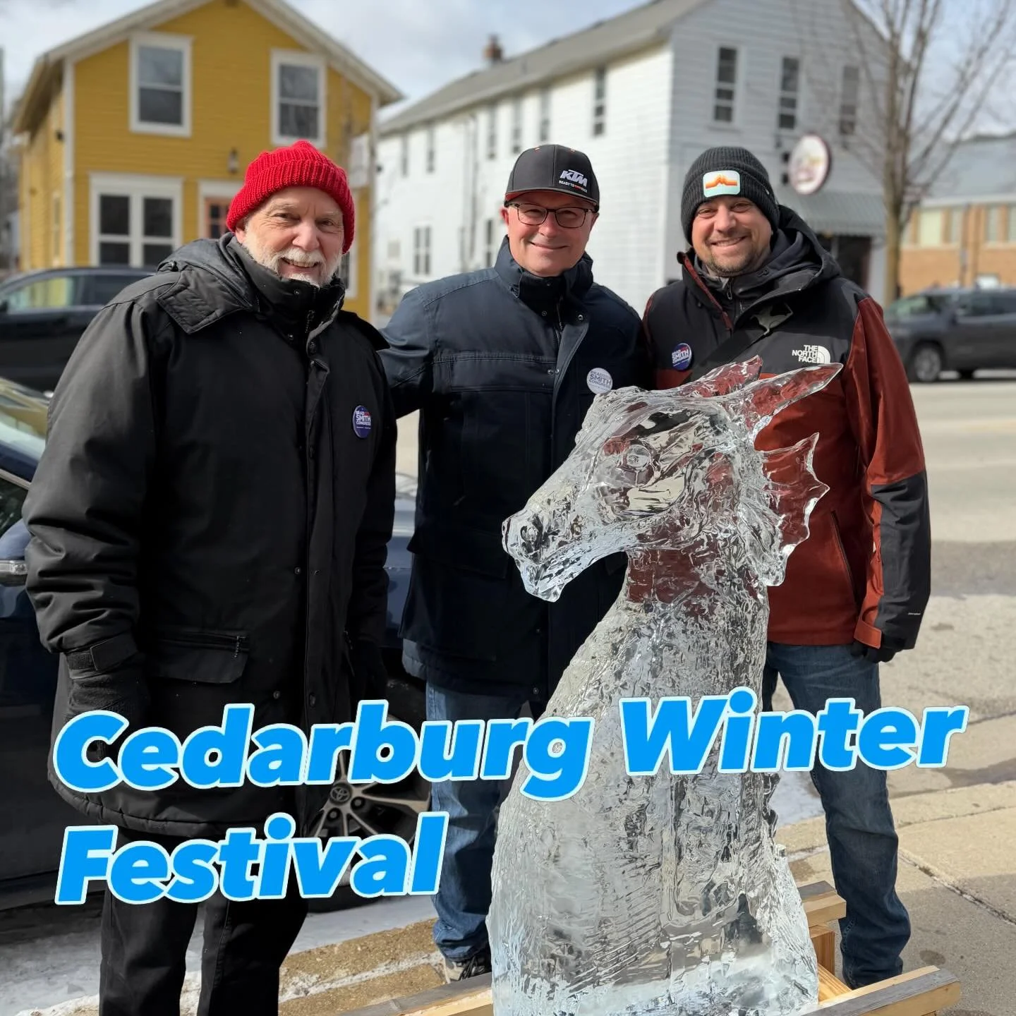 Had a fun visit to the Cedarburg Winter festival with two wonderful longtime local educators, Jim Engel and Brook Browns.  We had thoughtful chats with locals, took in the beautiful ice sculptures, cheered on the dogs, and sampled some of the finest 