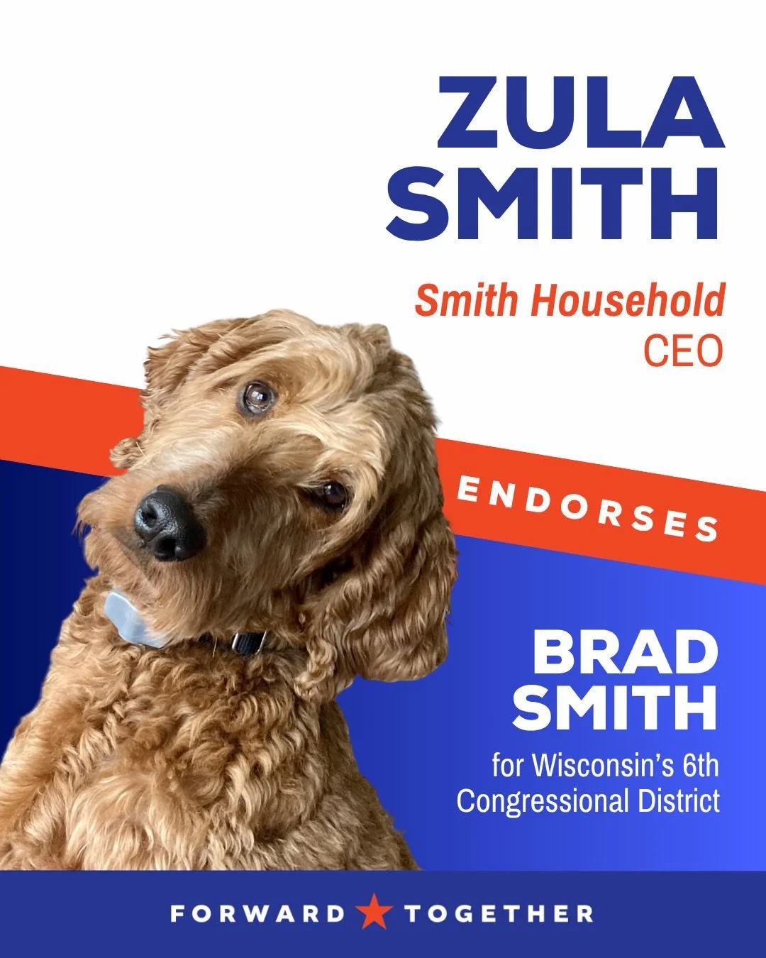 I&rsquo;m humbled to have received the endorsement of one of the most energized and supportive campaign volunteers. Zula is the de facto leader of the Smith household and manages to create a vibrant and loving environment for everyone, including the 