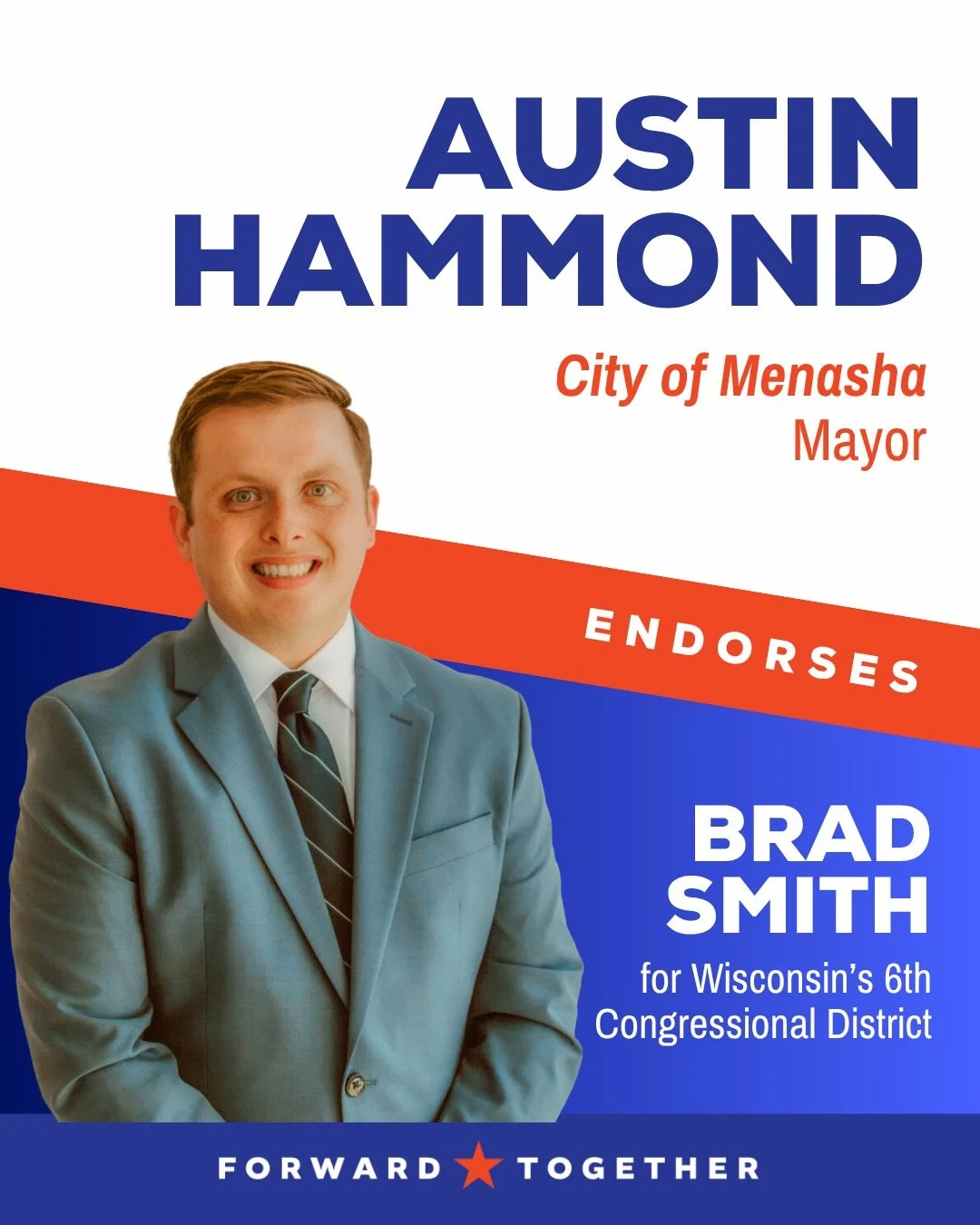 On the heels of yesterday night's amazing election victories across Wisconsin, I&rsquo;m proud announce that Austin Hammond (@hammond_for_mayor), Mayor of Menasha, is endorsing my campaign for the 6th District of Wisconsin.

Austin has dedicated his 