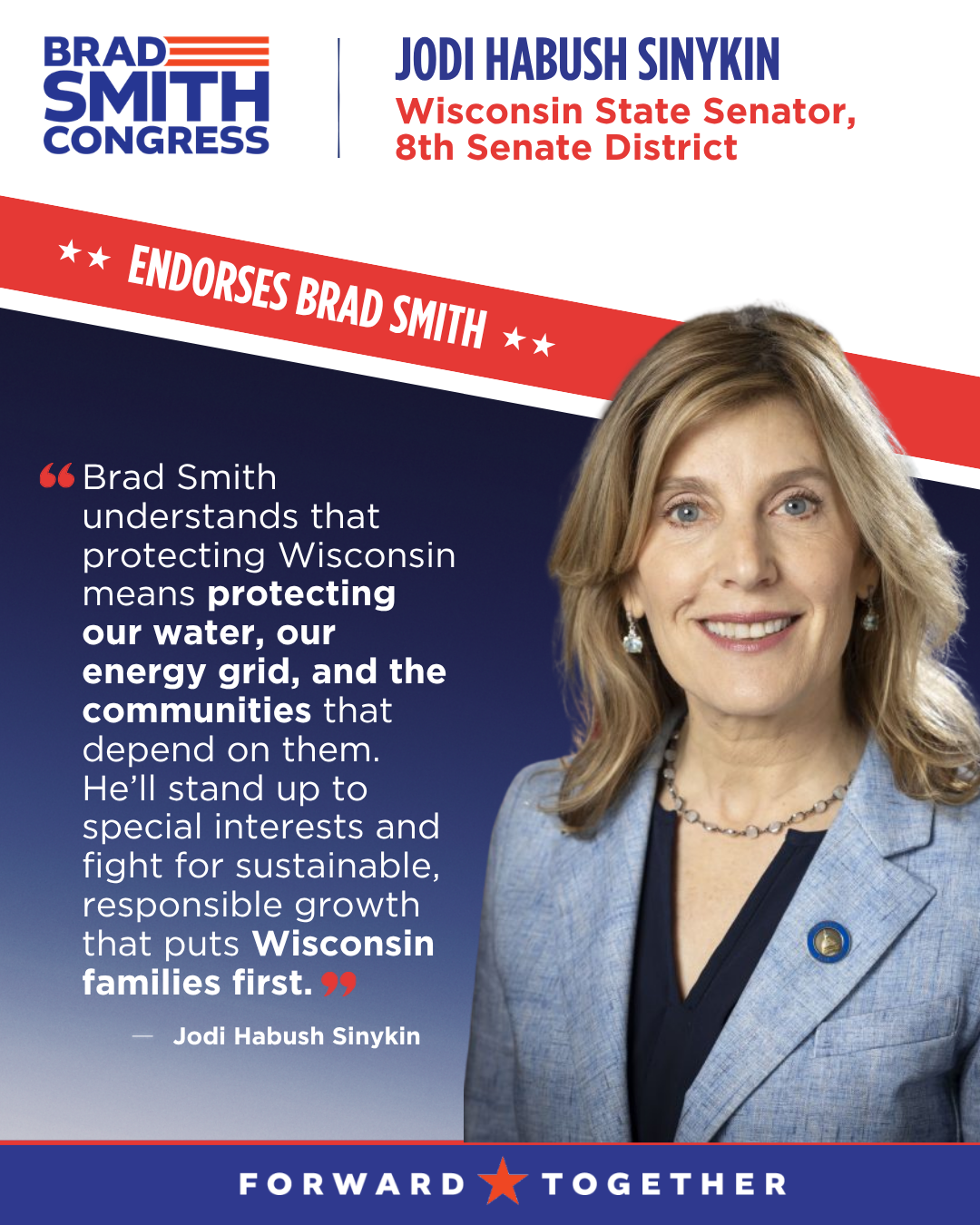 State Senator Jodi Habush Sinykin Endorses Brad Smith for Congress