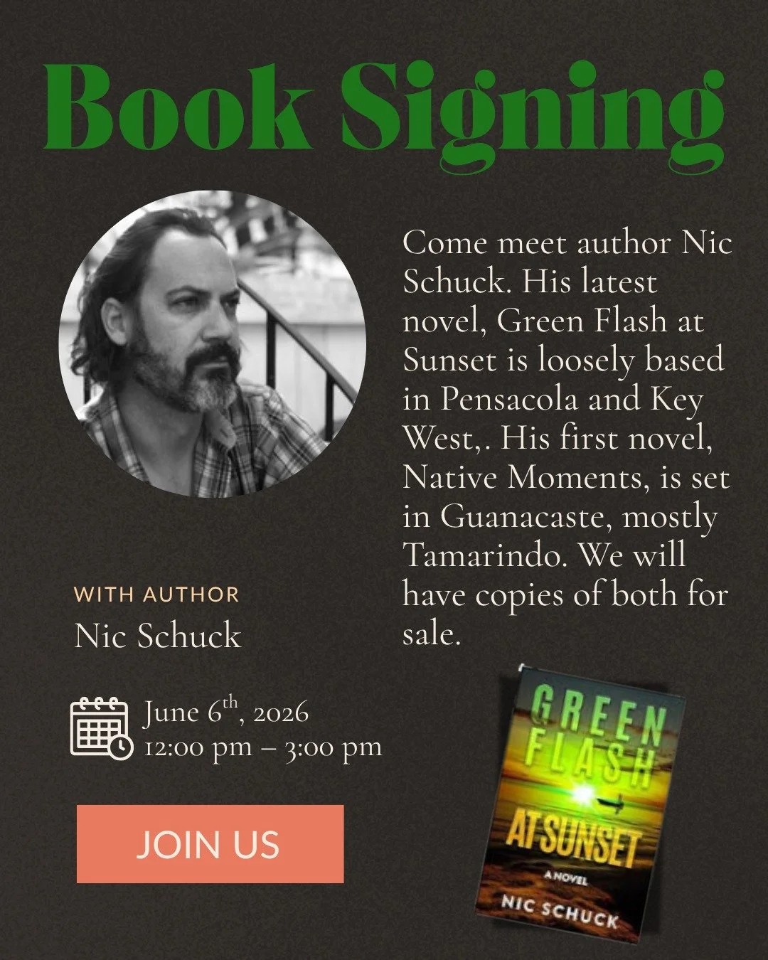 See you Saturday! come meet author Nic Schuck for a lovely book signing event. 12pm-3pm