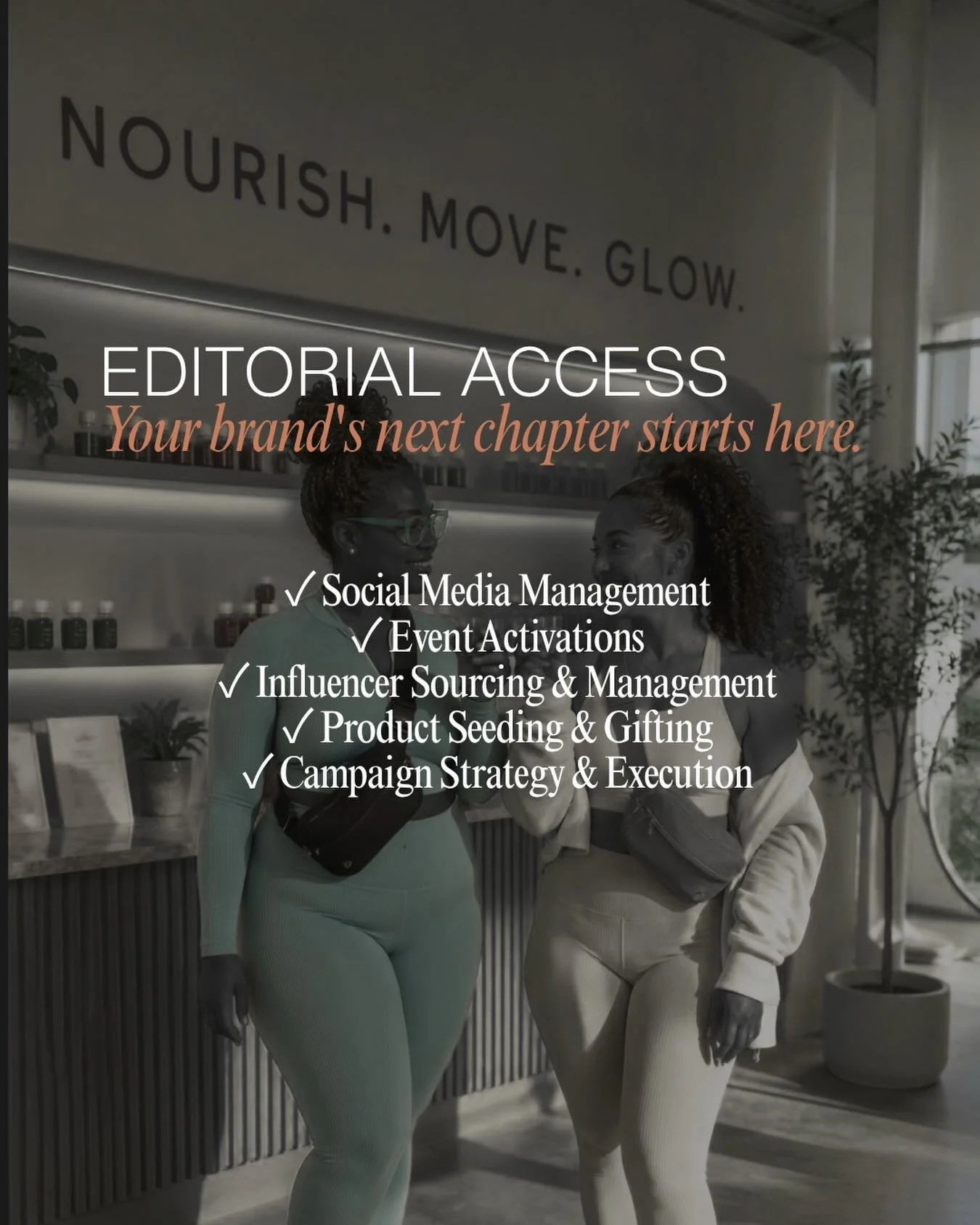 Not just an influencer agency &mdash; a full-service partner for your brand&rsquo;s growth. 🖤

At Editorial Access, we handle the pieces that actually move the needle: sourcing and managing the right influencers for your brand, running seeding and g