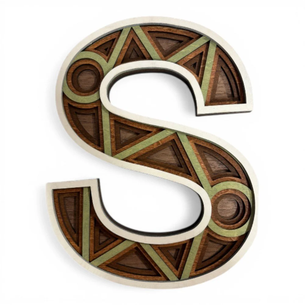 Custom Letter Decor - Layered S  Wood Art – Monogram Initial Decor, Rustic Alphabet Sign