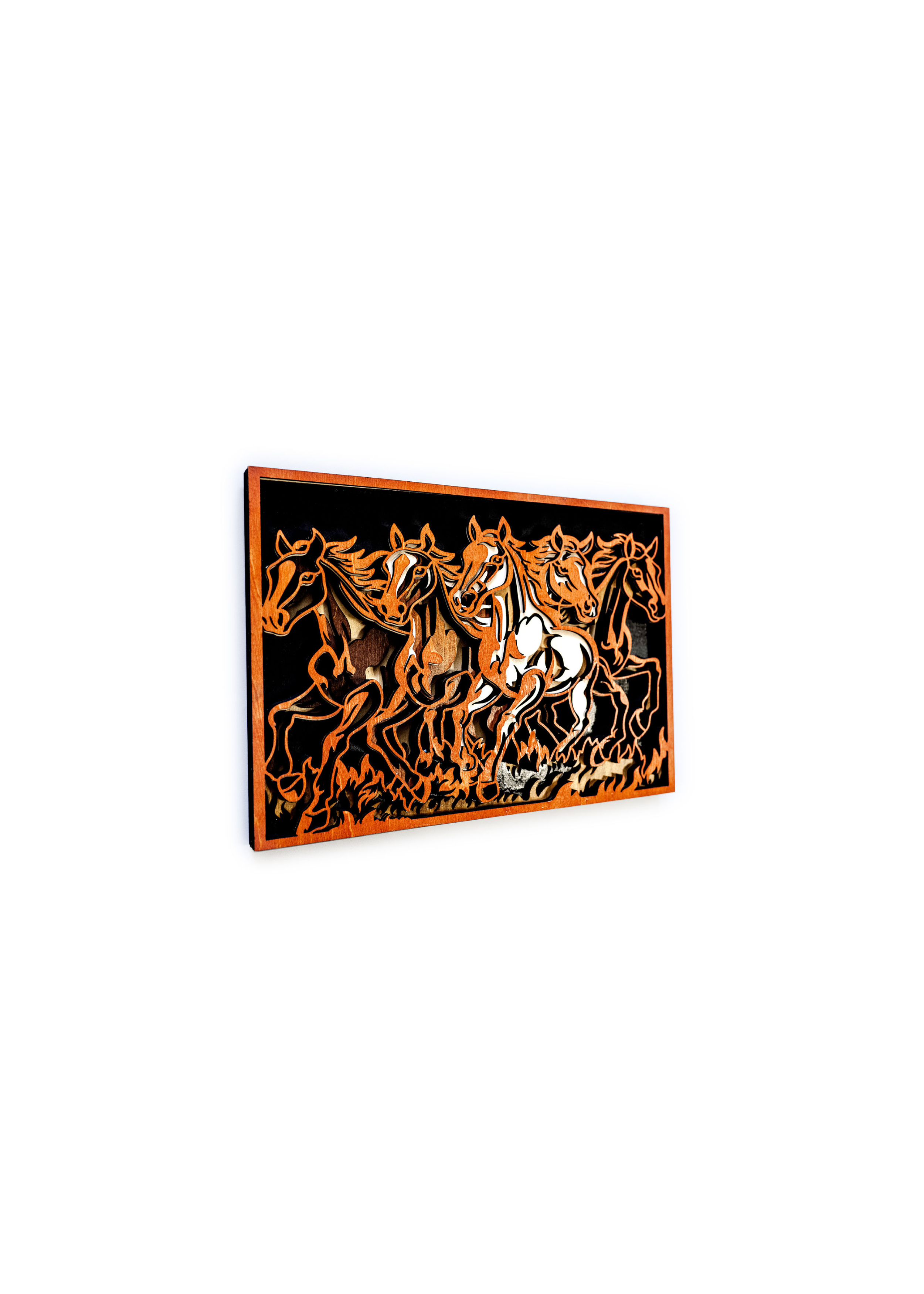 Laser cut 3D wood horse artwork