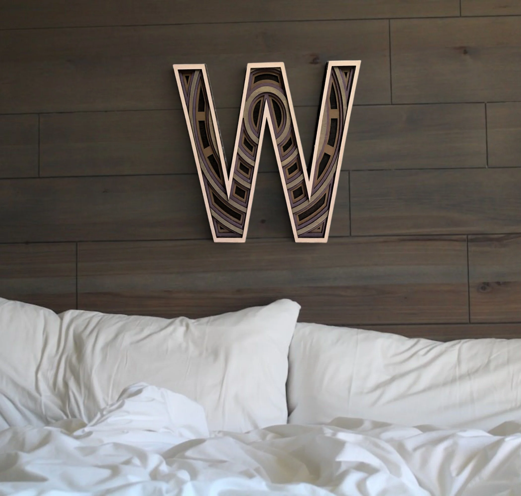 Layered Wood Letter Wall Art – W Front Door Decor