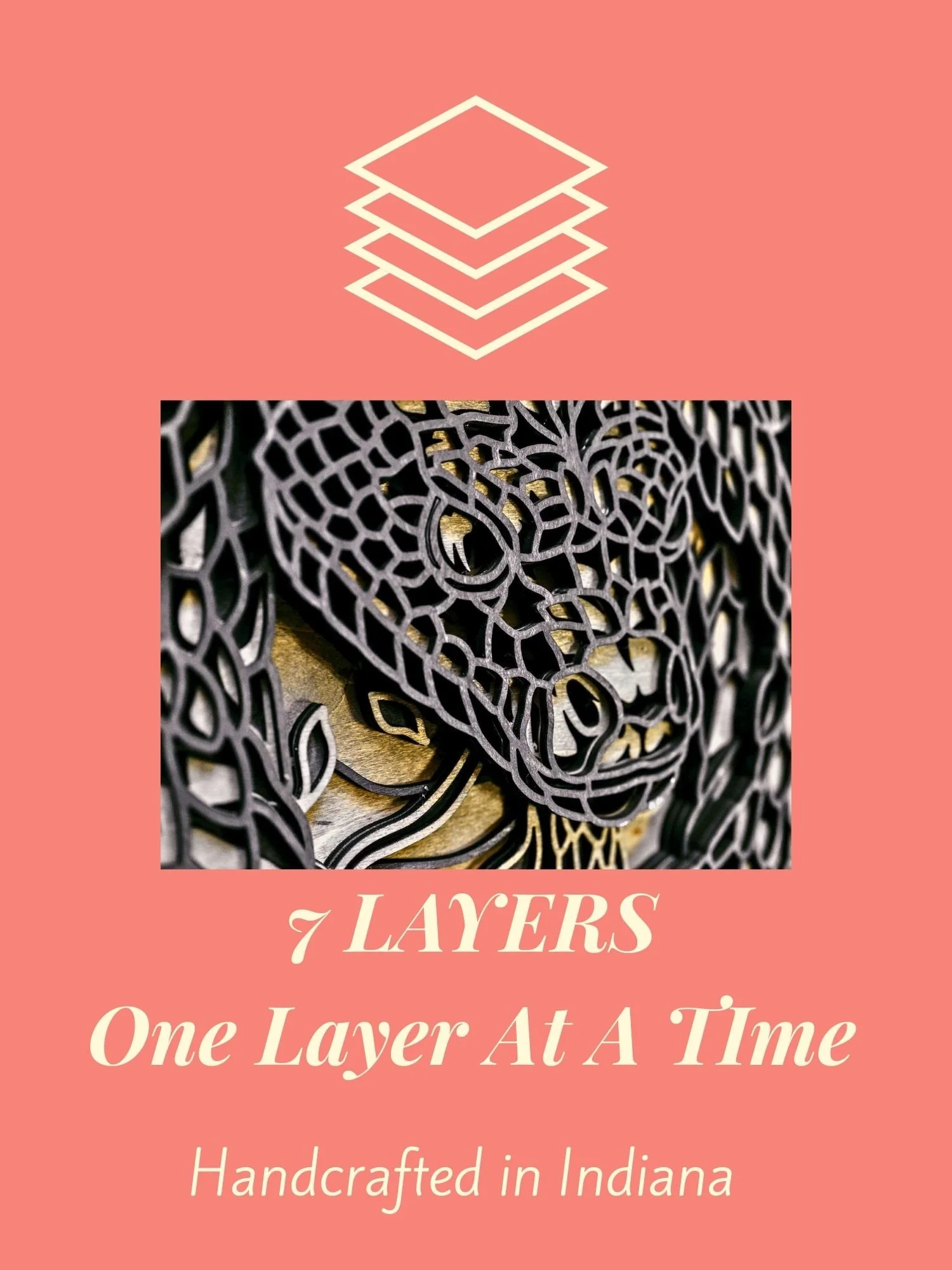 Snake layered wood wall art styled with neutral interior decor accents