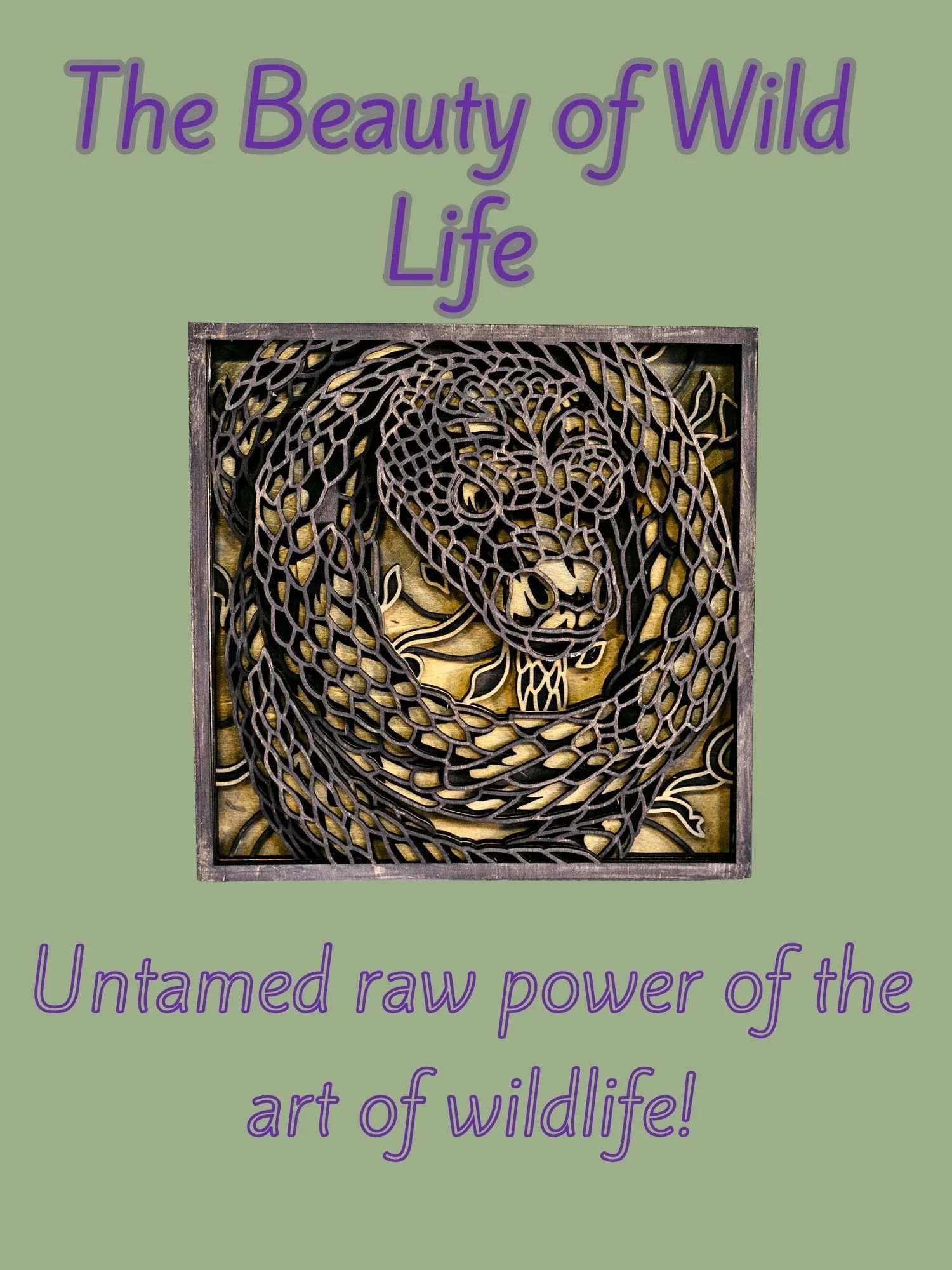 Layered snake wood wall art displayed on a wall in a rustic or modern decor setting