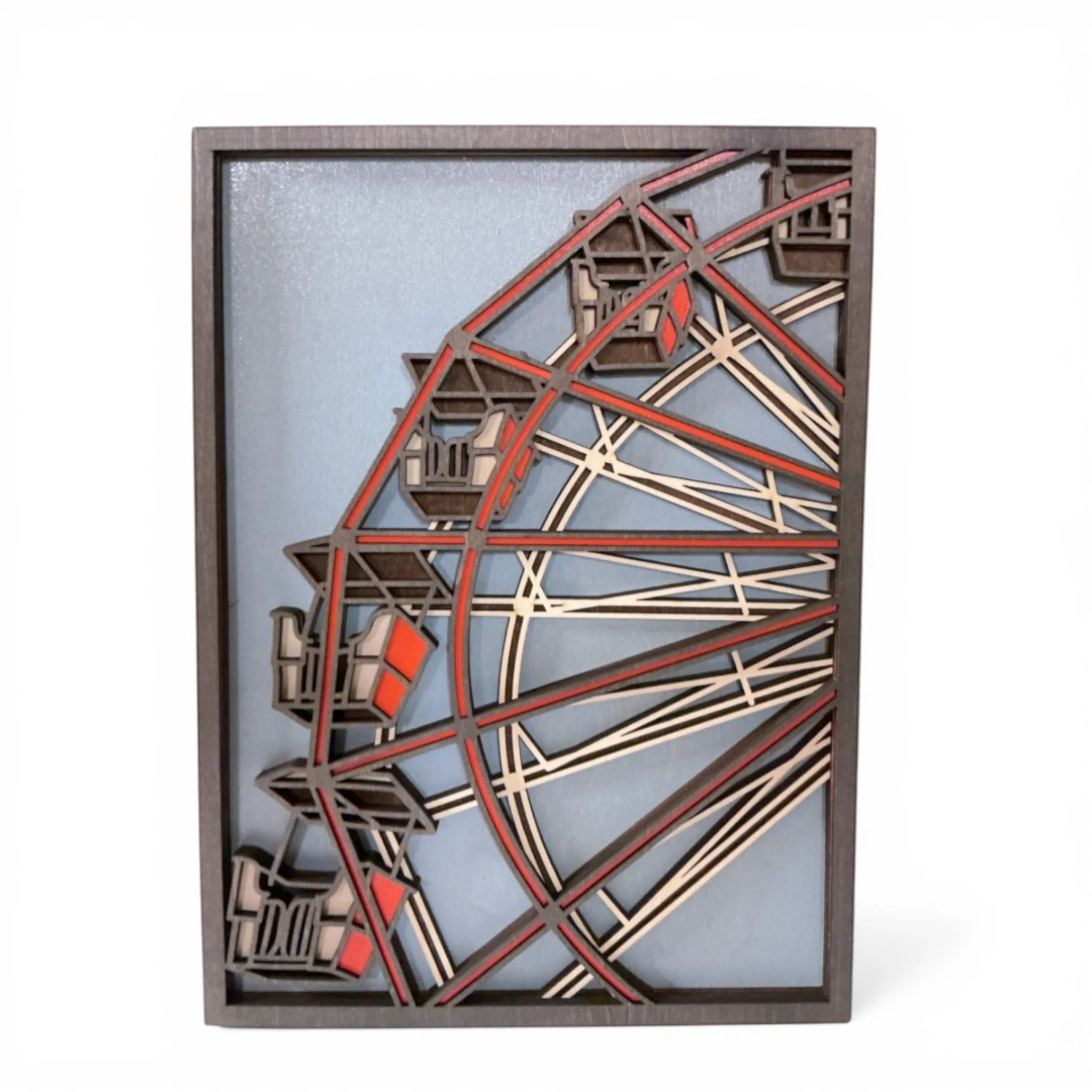 Ferris Wheel Wood Wall Art – 5 Layer Carnival Decor 15x11
