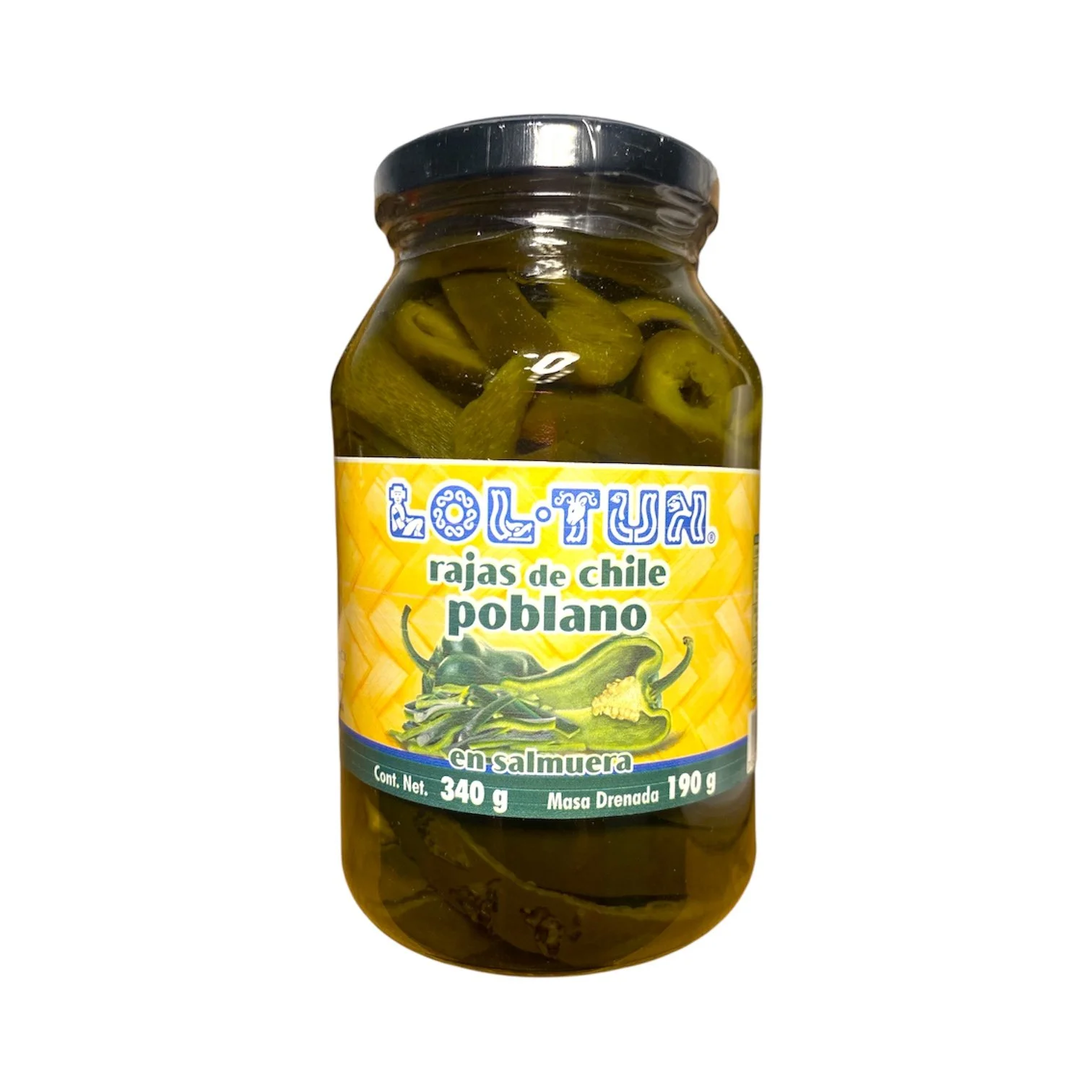 Sliced Poblano Peppers in Brine (Rajas de Chile Poblano) 340g