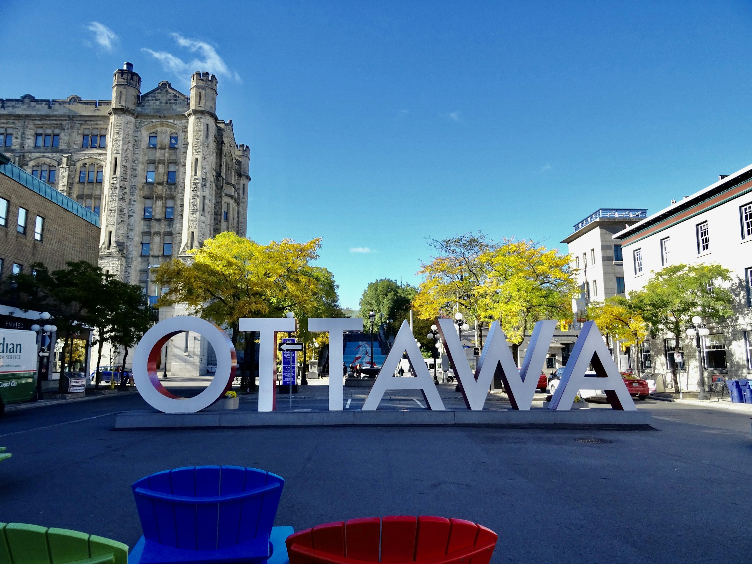 Sign that spells Ottawa in Canada's capital city.