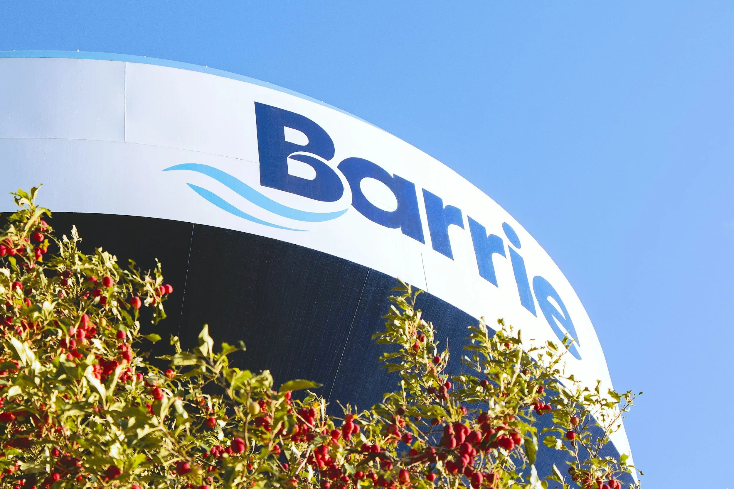 Image of a regional water tower in Barrie, ON.