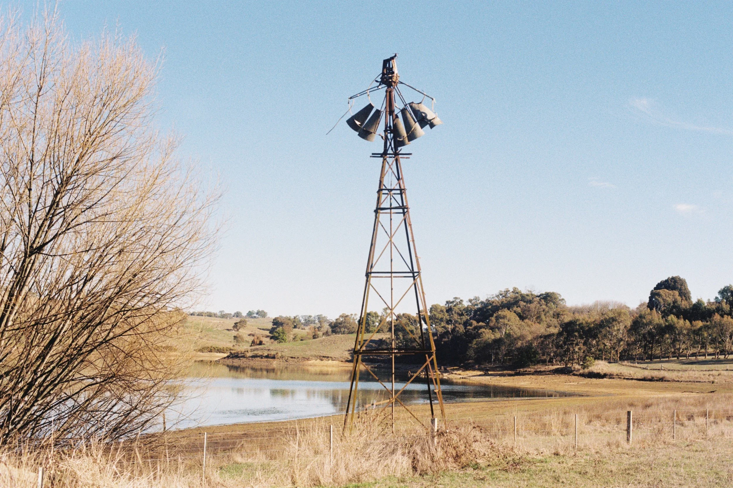 Photograph on film of a broken windmill by Christian Pearson