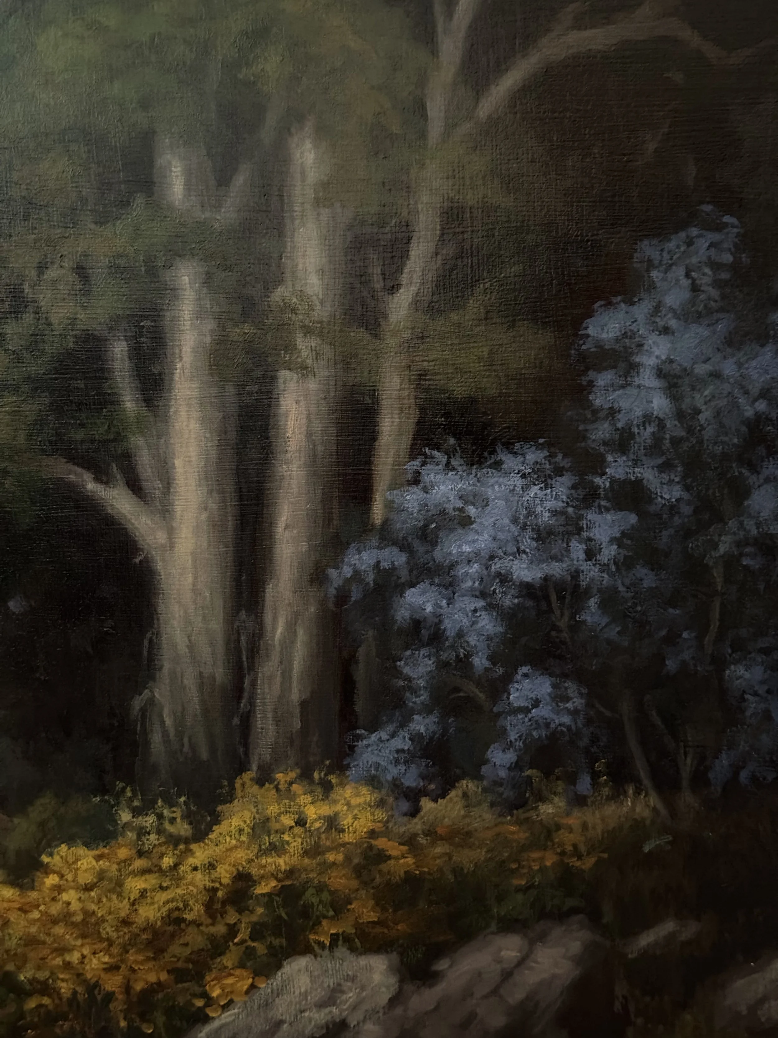 Mary Kay West, Landscape with Meadow Flowers and Hut, Oil on Panel