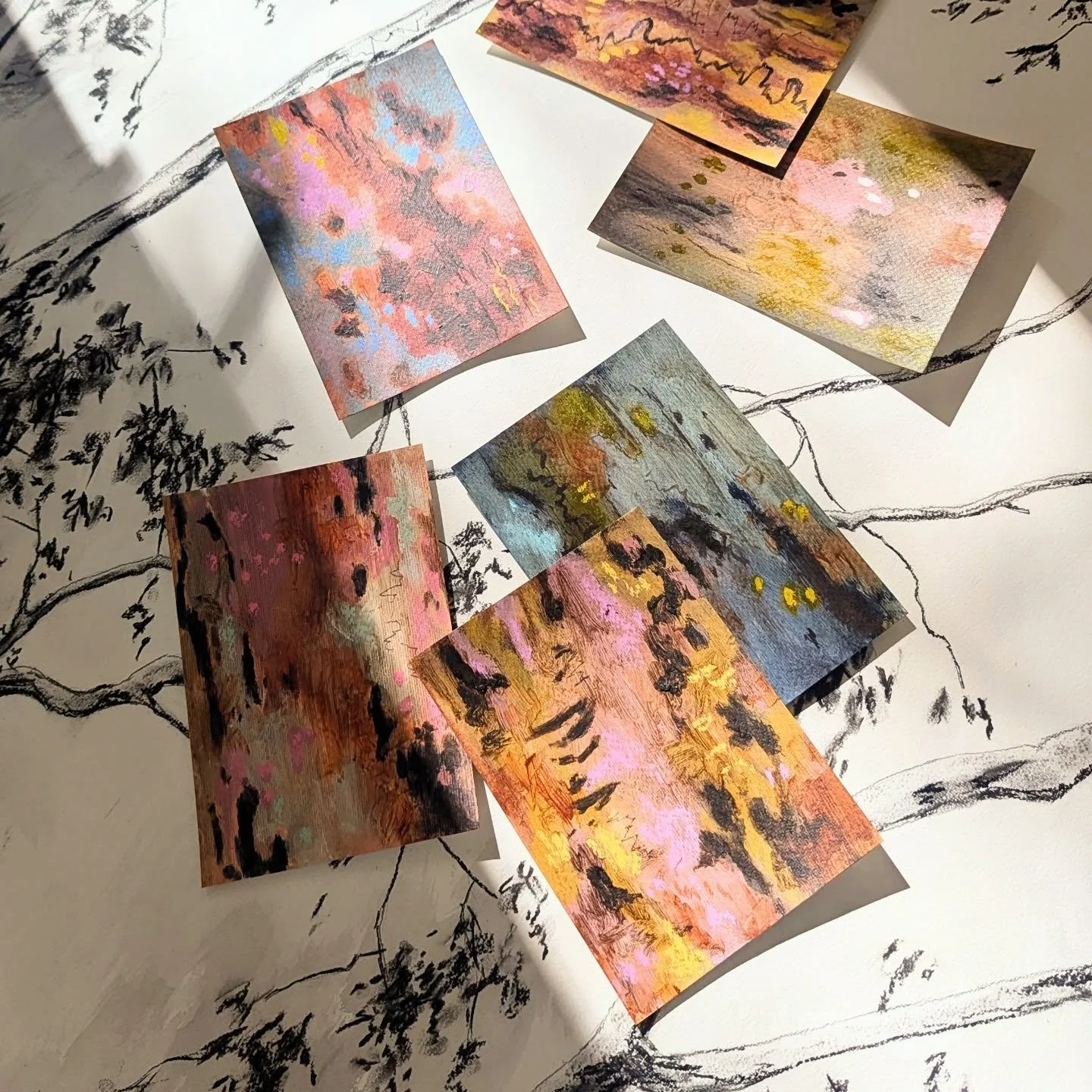 So with two days left of the exhibition I am very happy to learn that almost half of the 100 individual gum tree bark studies have sold, 45 at last count. This means that at least 45 extra native trees will be planted with Australian initiative @15.t