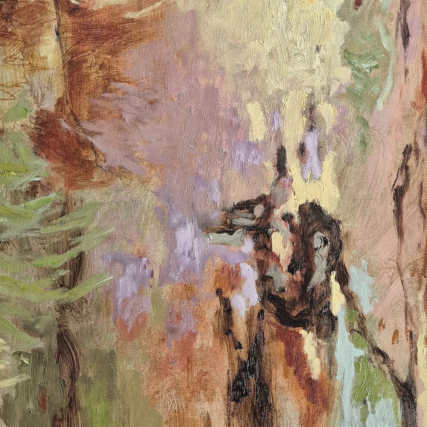 For the last couple of days I have been pulling myself out of a cloud of burnout by reimagining this beautiful gumtree I came across whilst walking through Girraween National Park in the rain. The smell of the eucalyptus leaves and the earth made eve