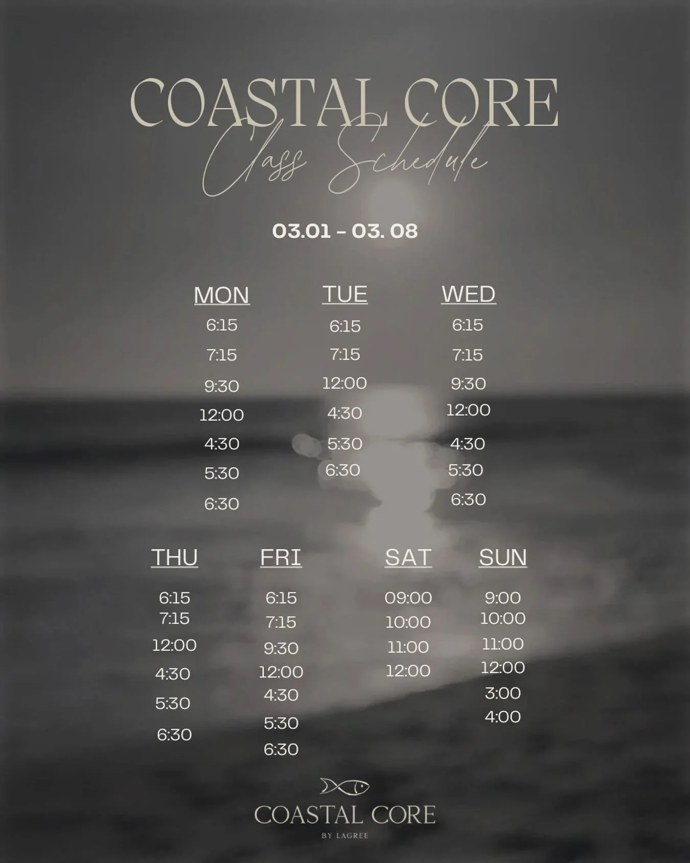 happy march, Core Crew 🐟

longer days, lighter mornings, fresh energy in the air

meet us on the Mega and let&rsquo;s shake into this new month feeling strong, steady, and ready for everything you&rsquo;re building this spring 🌷