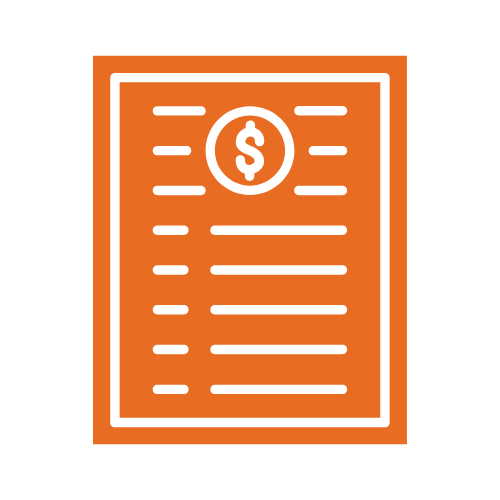 An illustration of a check or bill with a dollar sign at the top, representing a financial document or receipt.