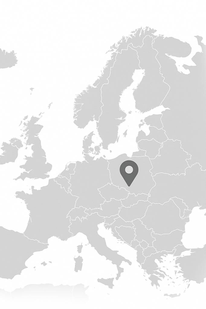 Map of Europe with a marker placed in Germany.