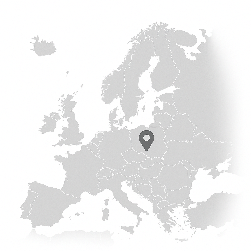 Map of Europe with a marker over Poland