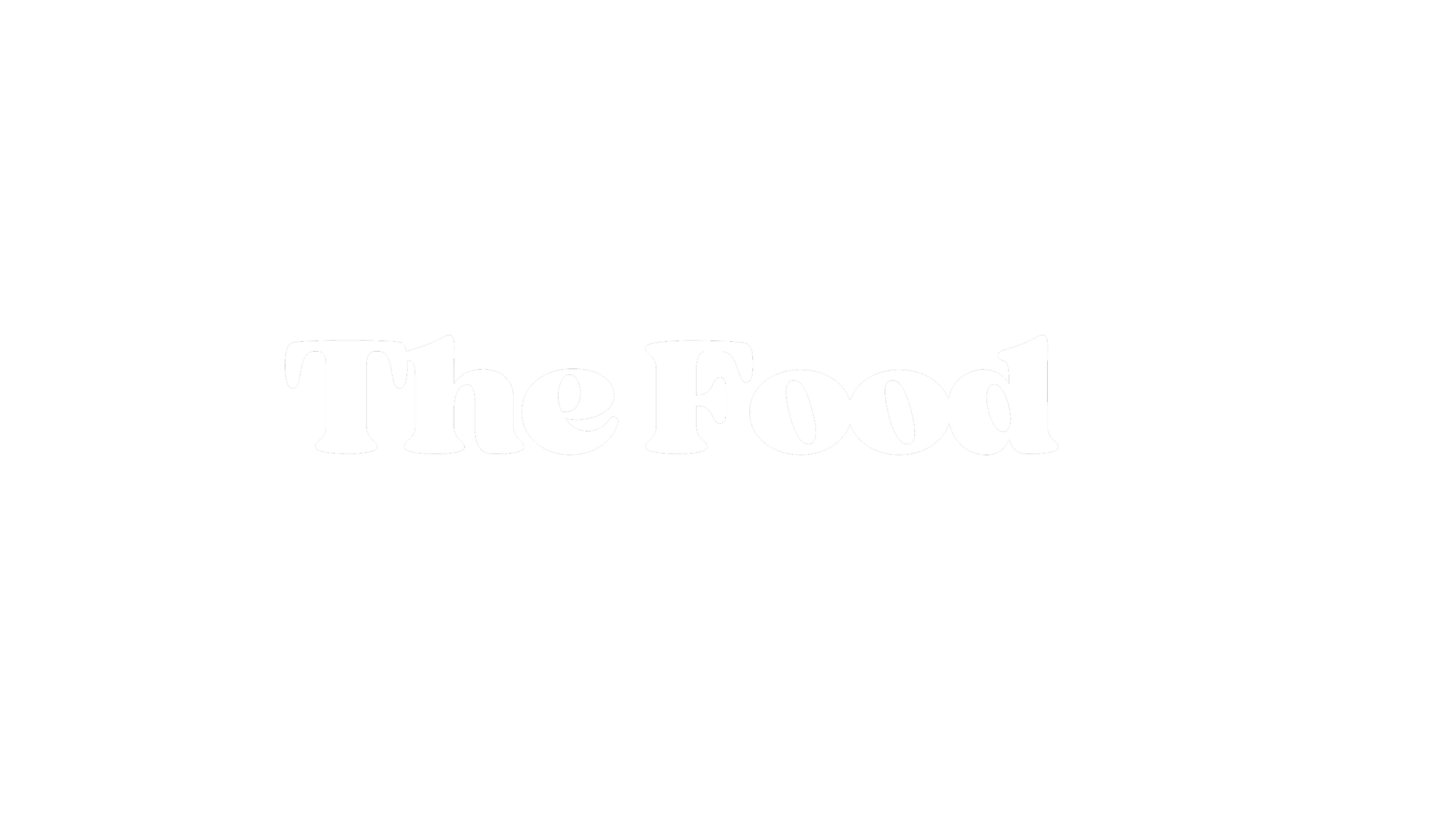 Texte noir sur fond noir avec le mot en blanc "The Food".