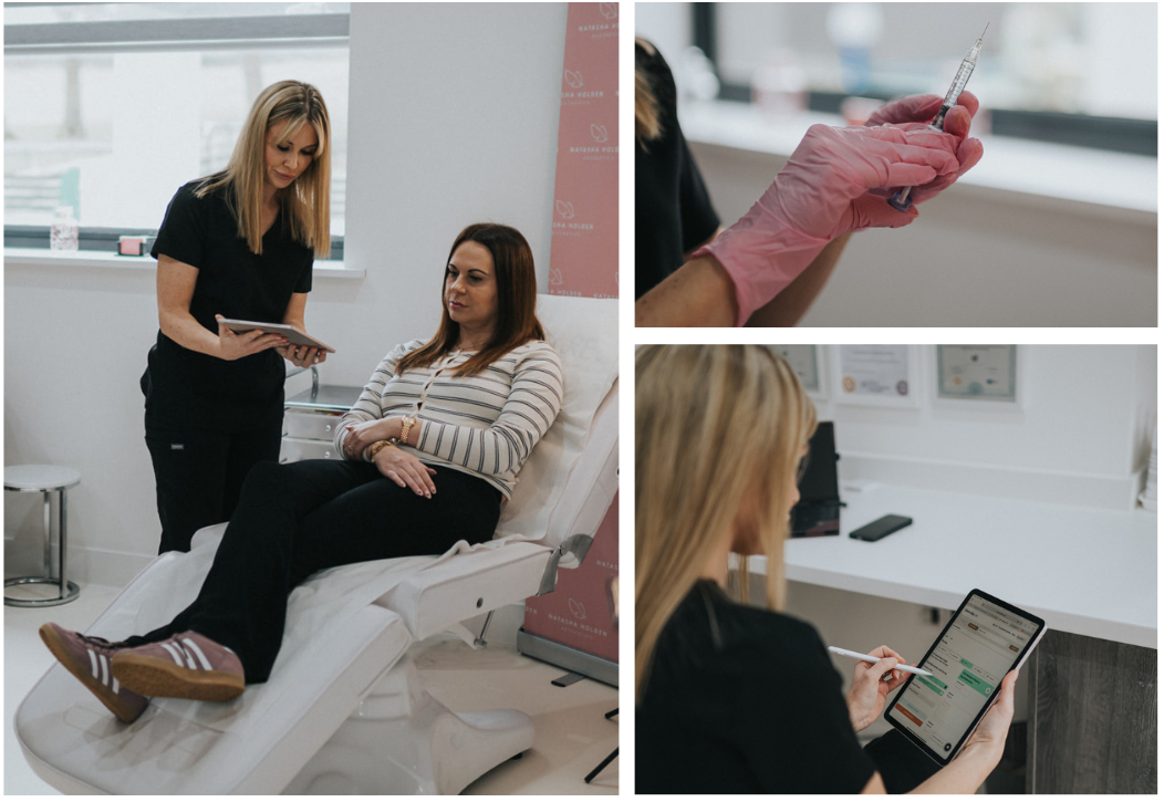 Natasha Holden performing a safe, medically led dermal filler treatment in clinic.