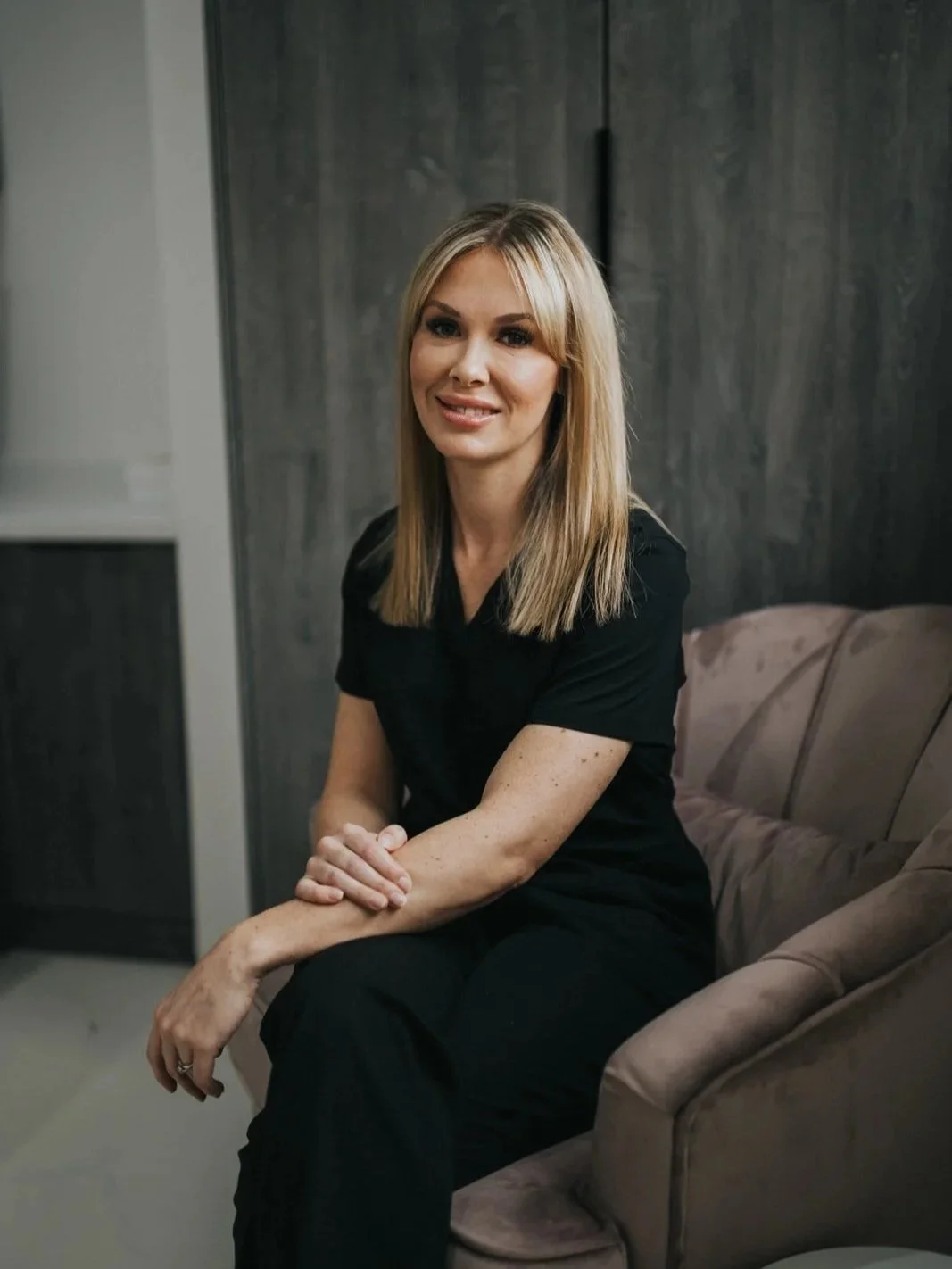 Natasha Holden, aesthetics practitioner and Advanced Nurse Prescriber, photographed in clinic.