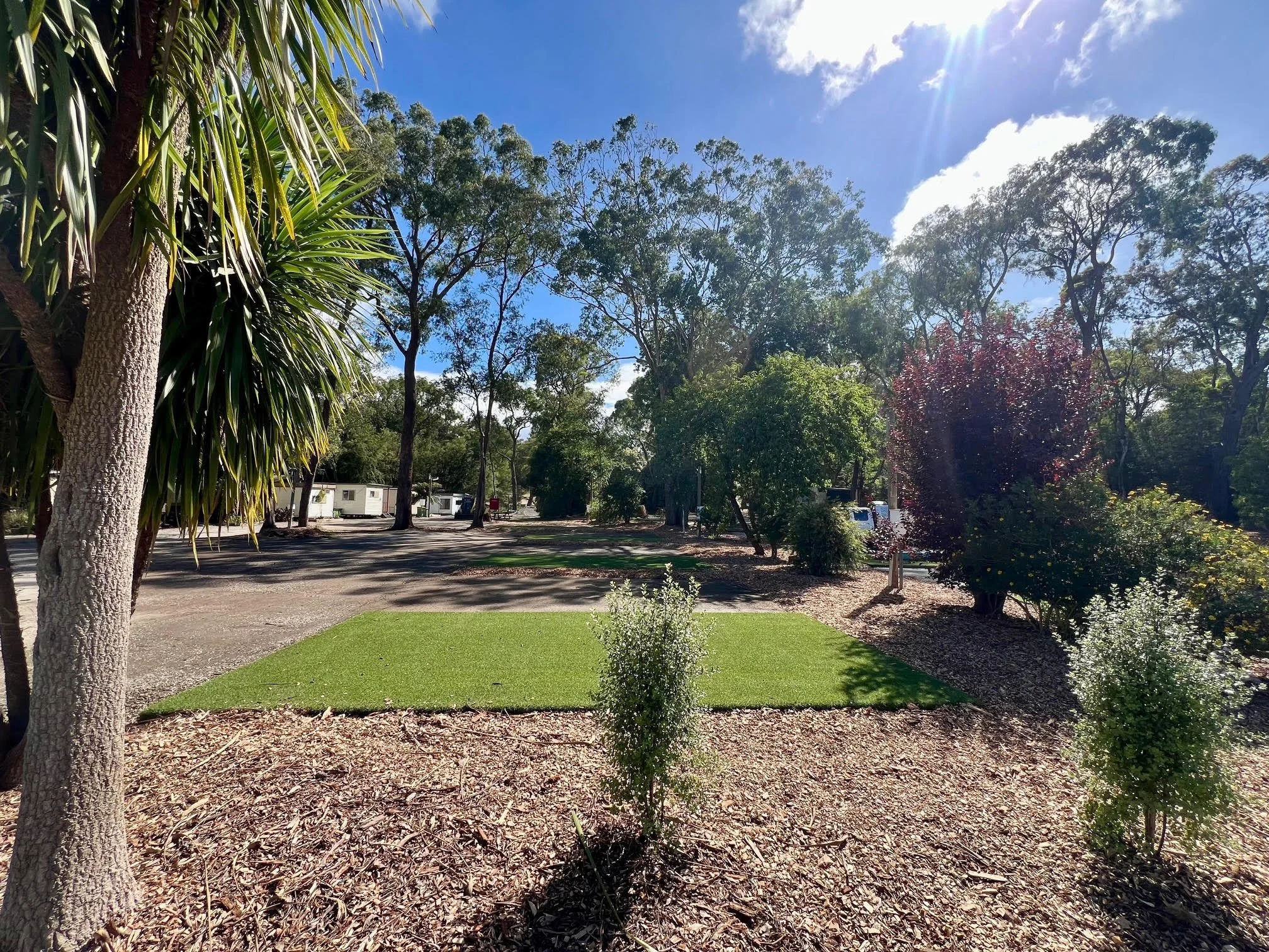 Each powered site has a dedicated turf recreation pad, flat gravel park for vans and a dedicated car space. All minimum 10m x 8m.