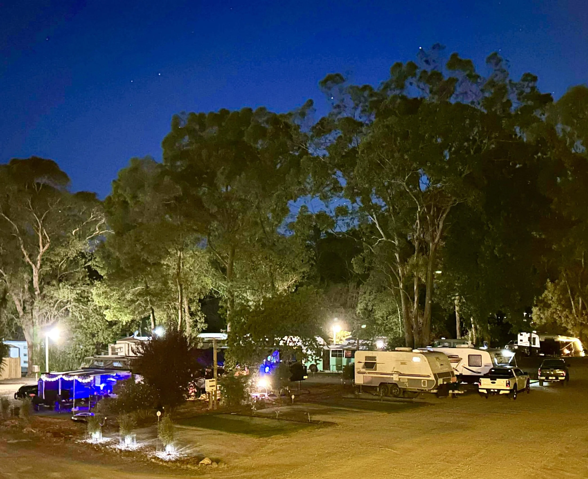 Yarra Valley Caravan Park at night